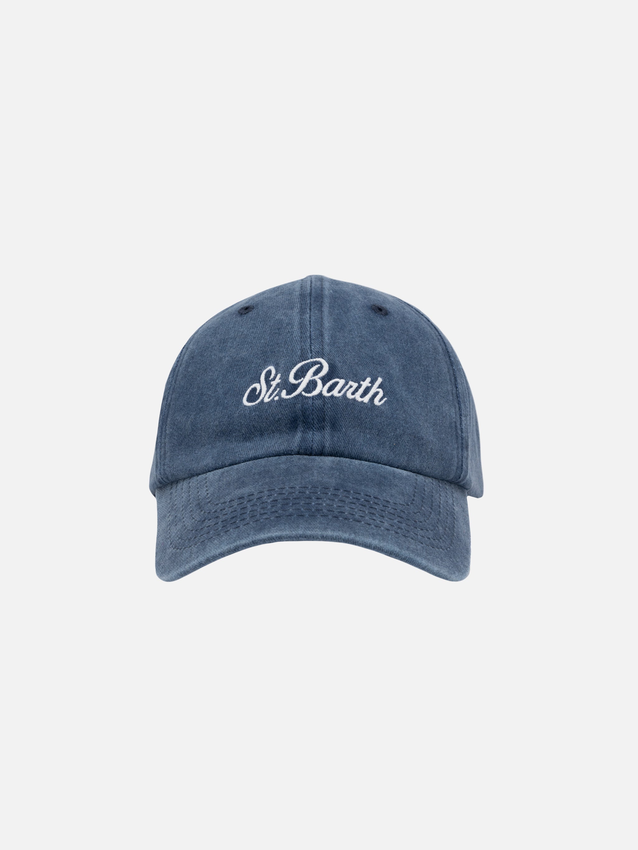 Davis Navy Blue Denim Ball Cap With St. Barth Embroidery Hat
