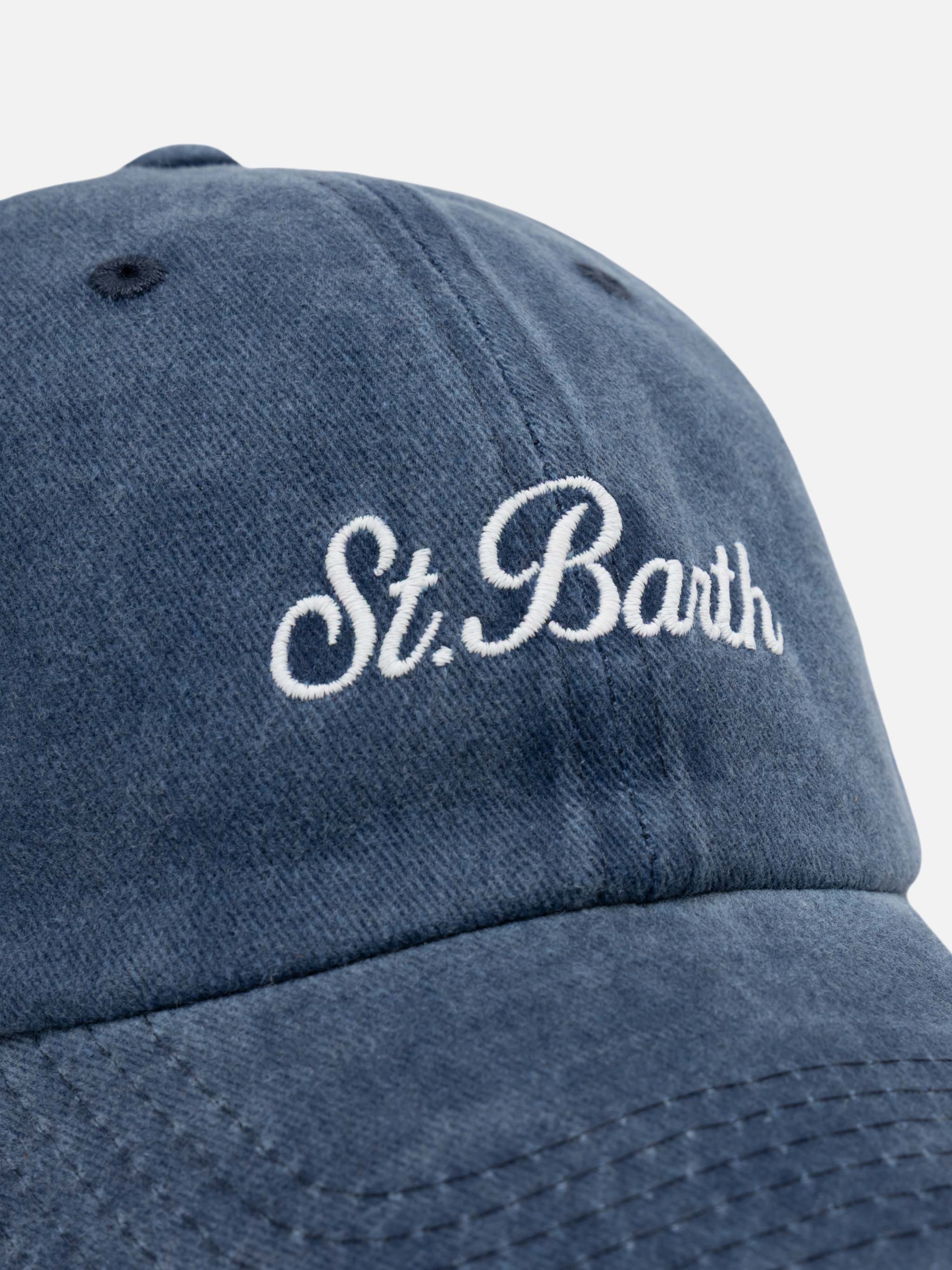 Davis Navy Blue Denim Ball Cap With St. Barth Embroidery Hat