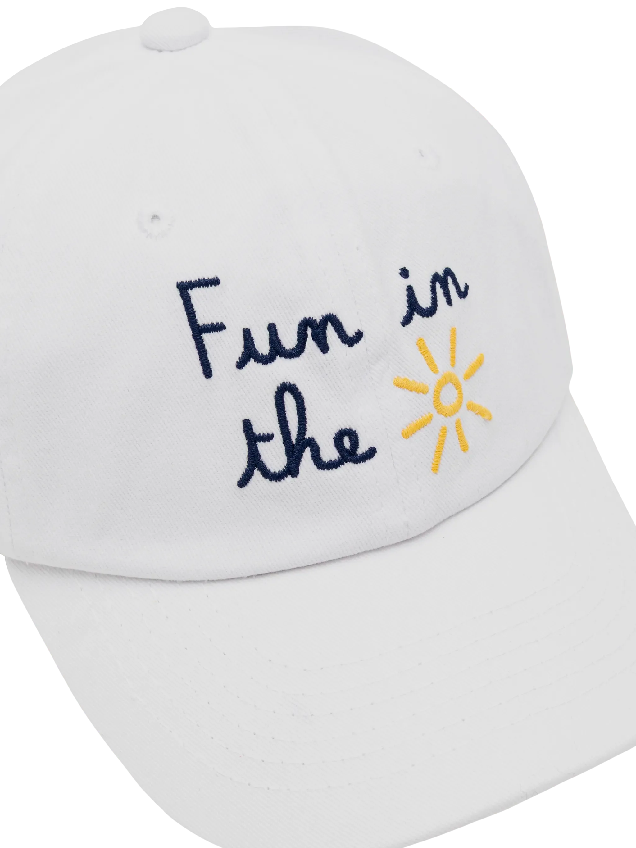 White Denim Ball Cap Baseball Jr With Daisy Embroidery Hat