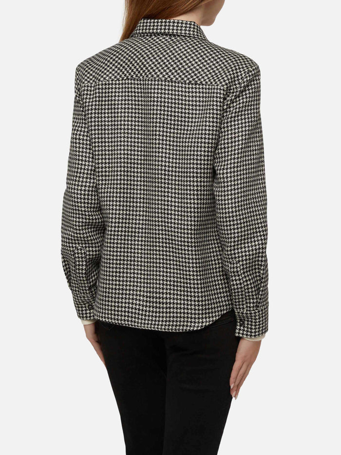 Wool Shirt Deer With Pied De Poul Print White