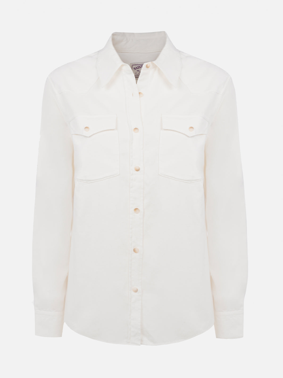 Deer Off-White Corduroy Shirt With Rhinestone Logo