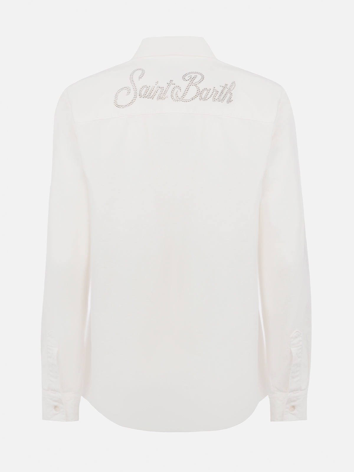 Deer Off-White Corduroy Shirt With Rhinestone Logo