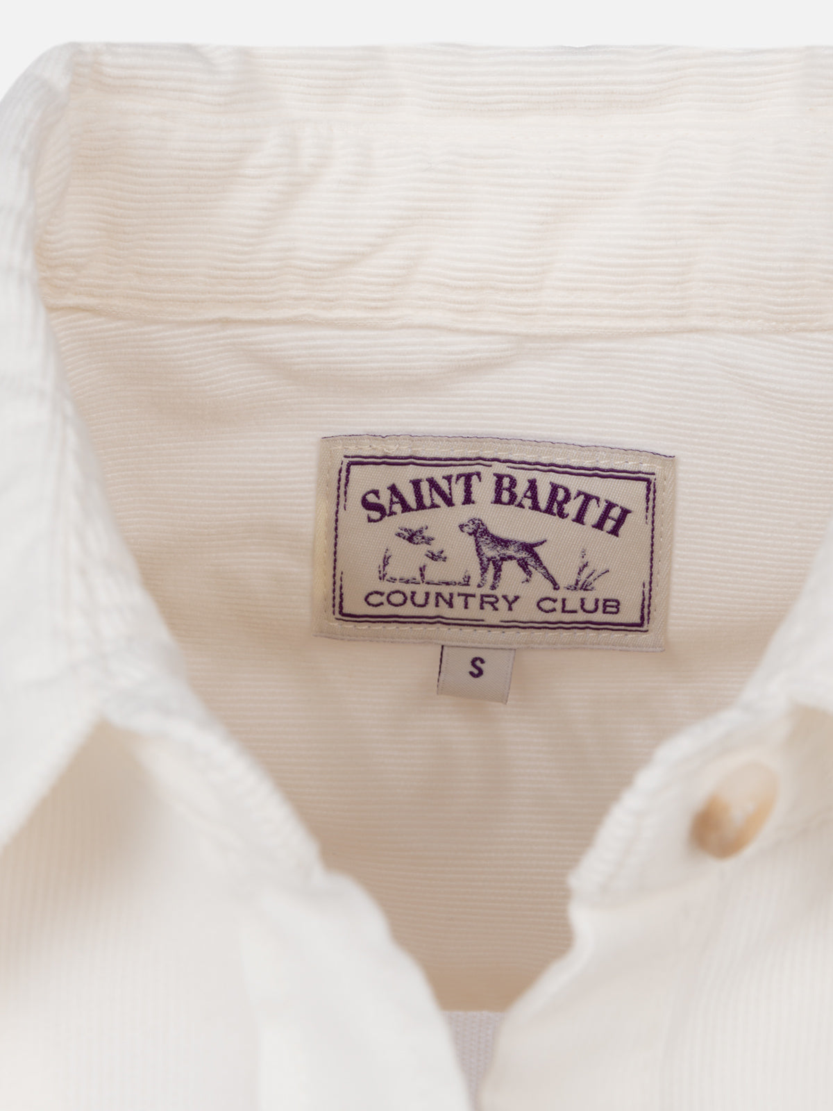 Deer Off-White Corduroy Shirt With Rhinestone Logo