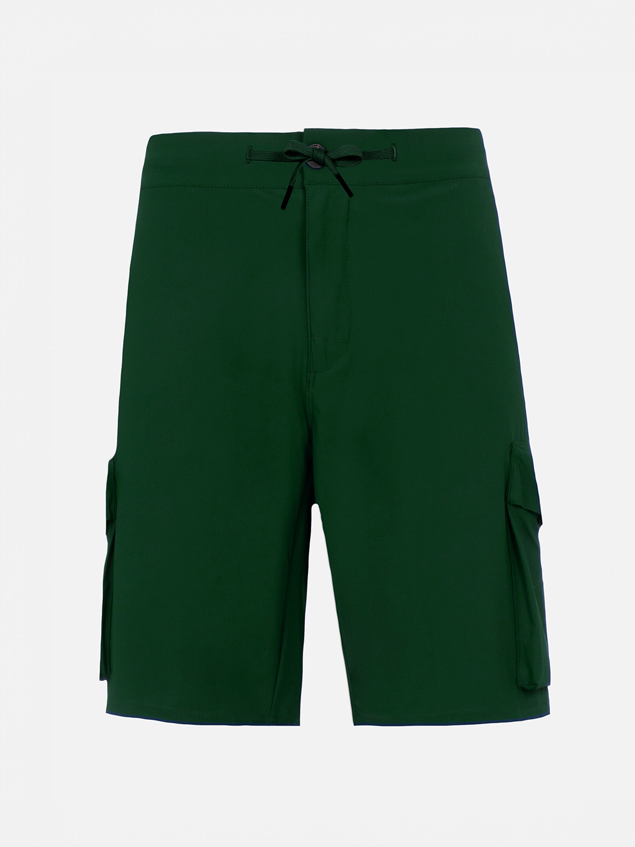 Military Green Technic Fabric Bermuda Shorts Deck Pant