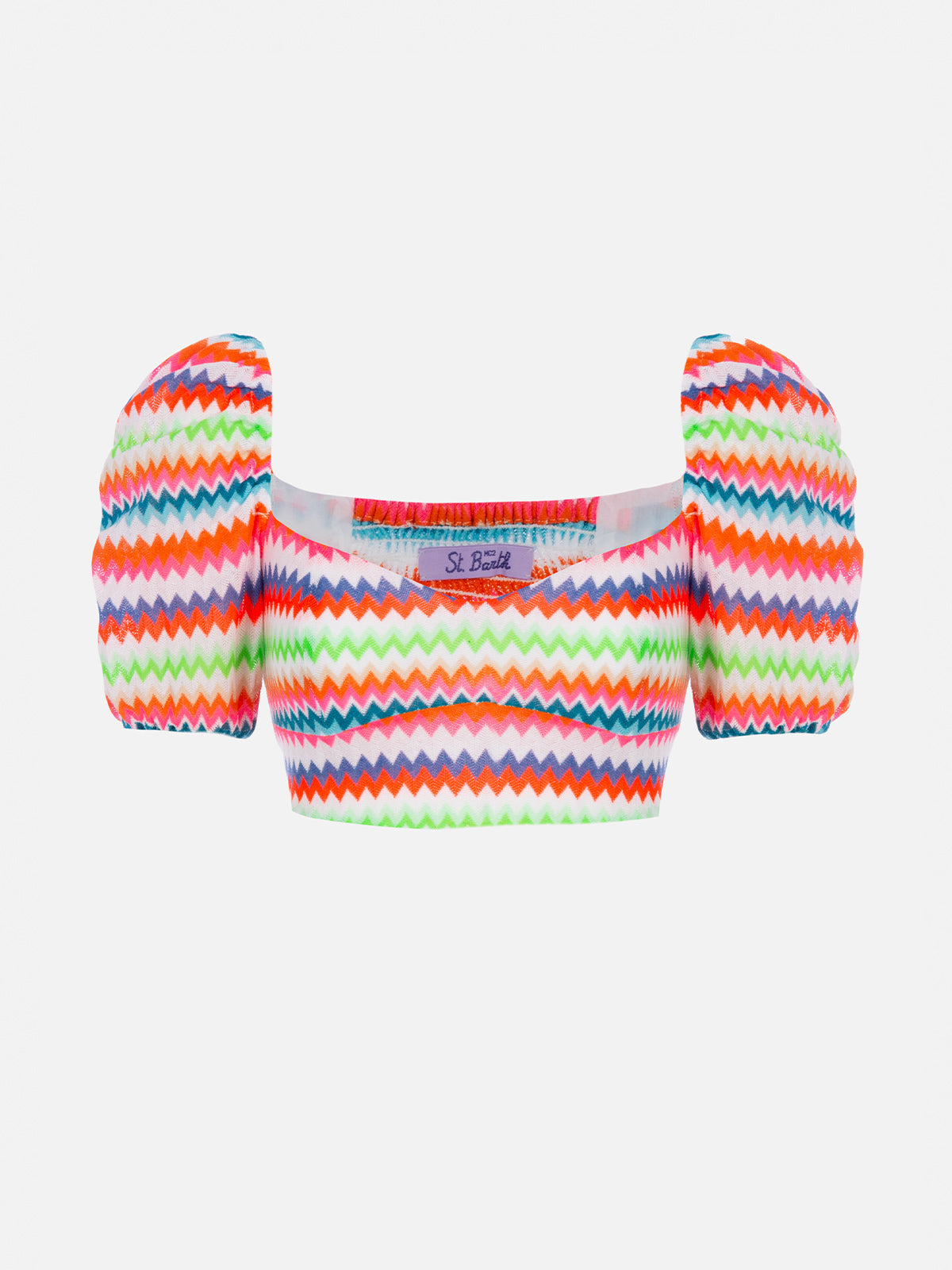 Delia Fluo Chevron Raschel Crop Top Top_apparel