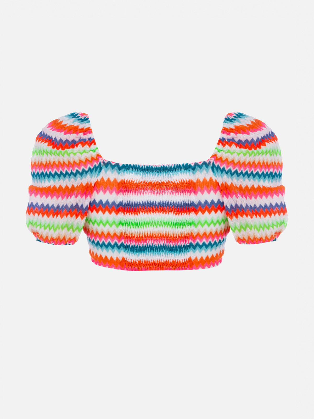 Delia Fluo Chevron Raschel Crop Top Top_apparel