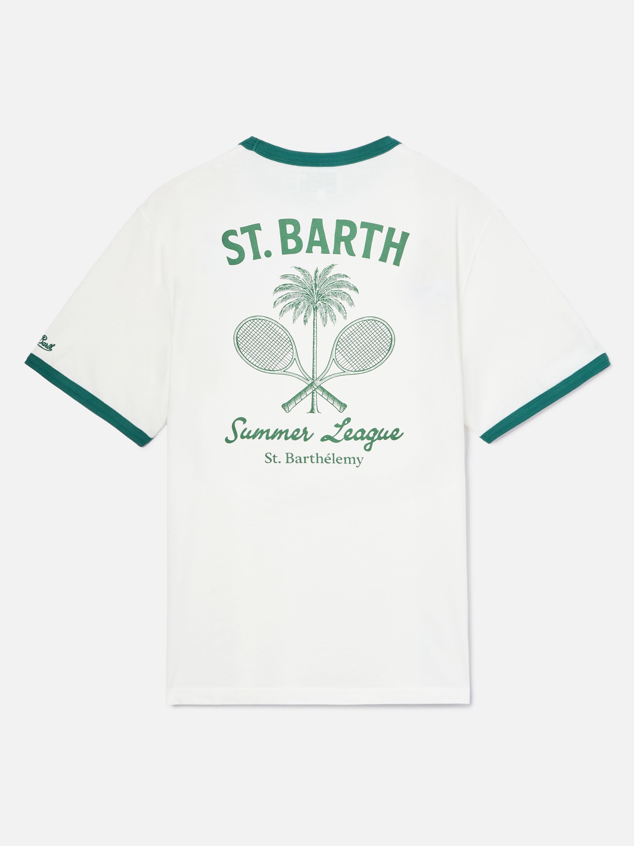 Cream Dean T-Shirt With Tennis League Print And Maxi Graphic On The Back White