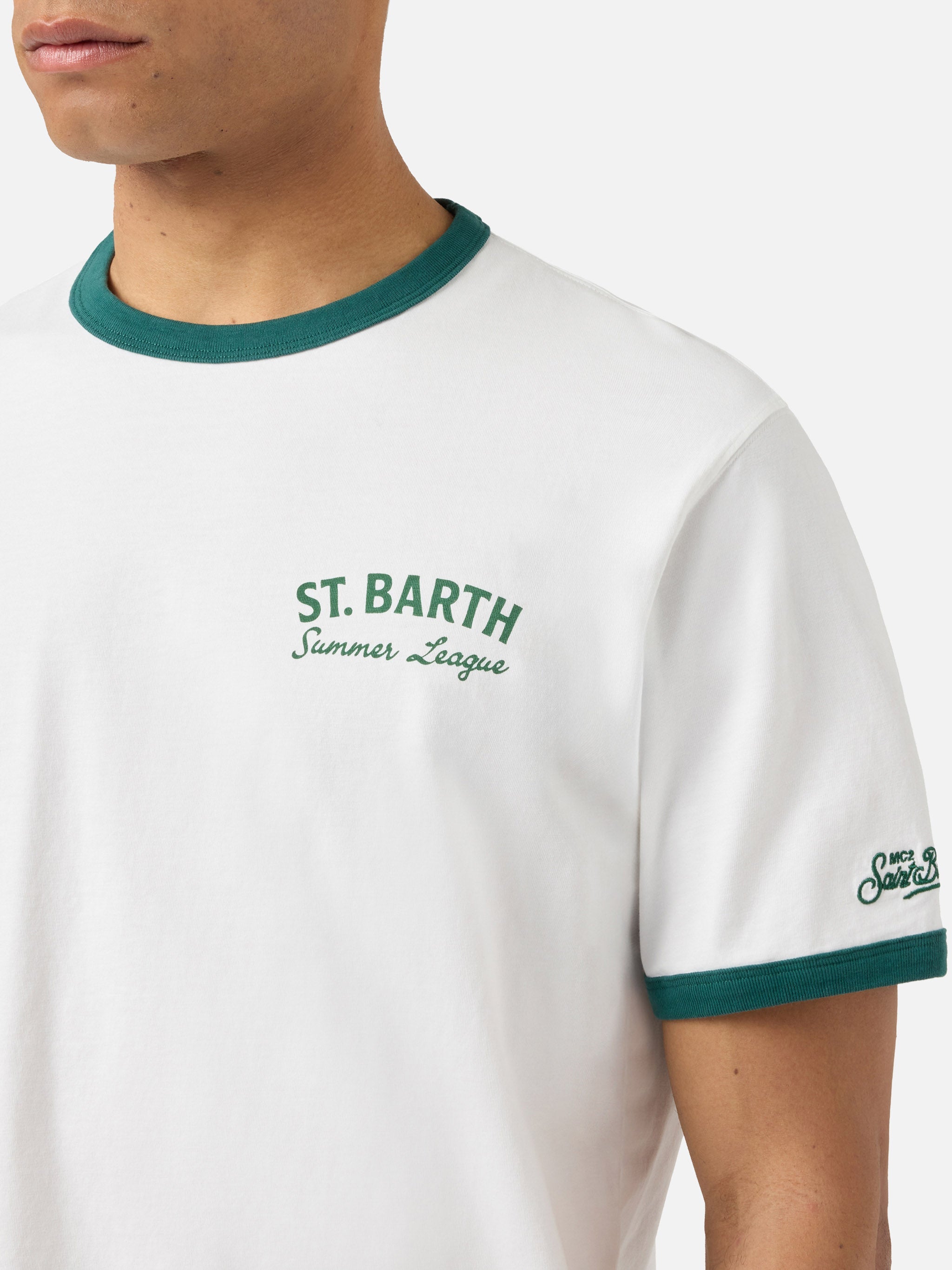 Cream Dean T-Shirt With Tennis League Print And Maxi Graphic On The Back White
