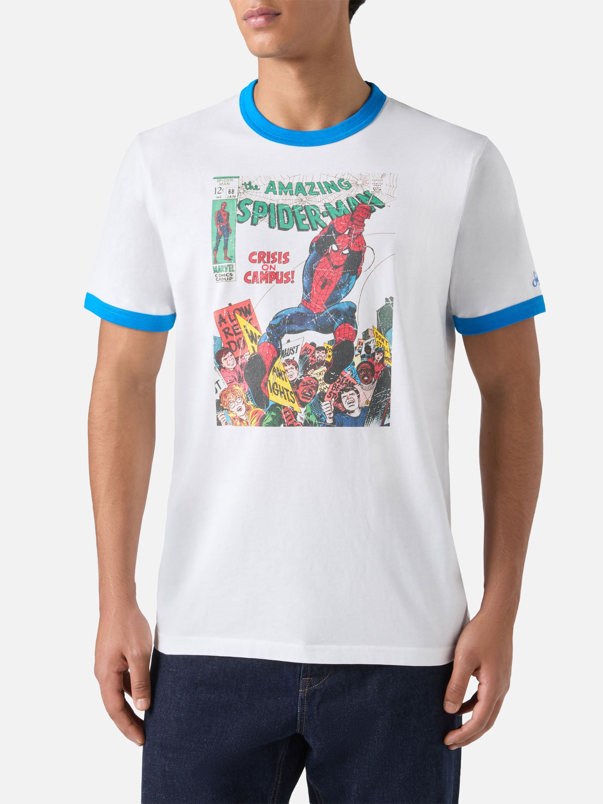 Man Cotton T-Shirt With Spiderman Print | Marvel Special Edition White