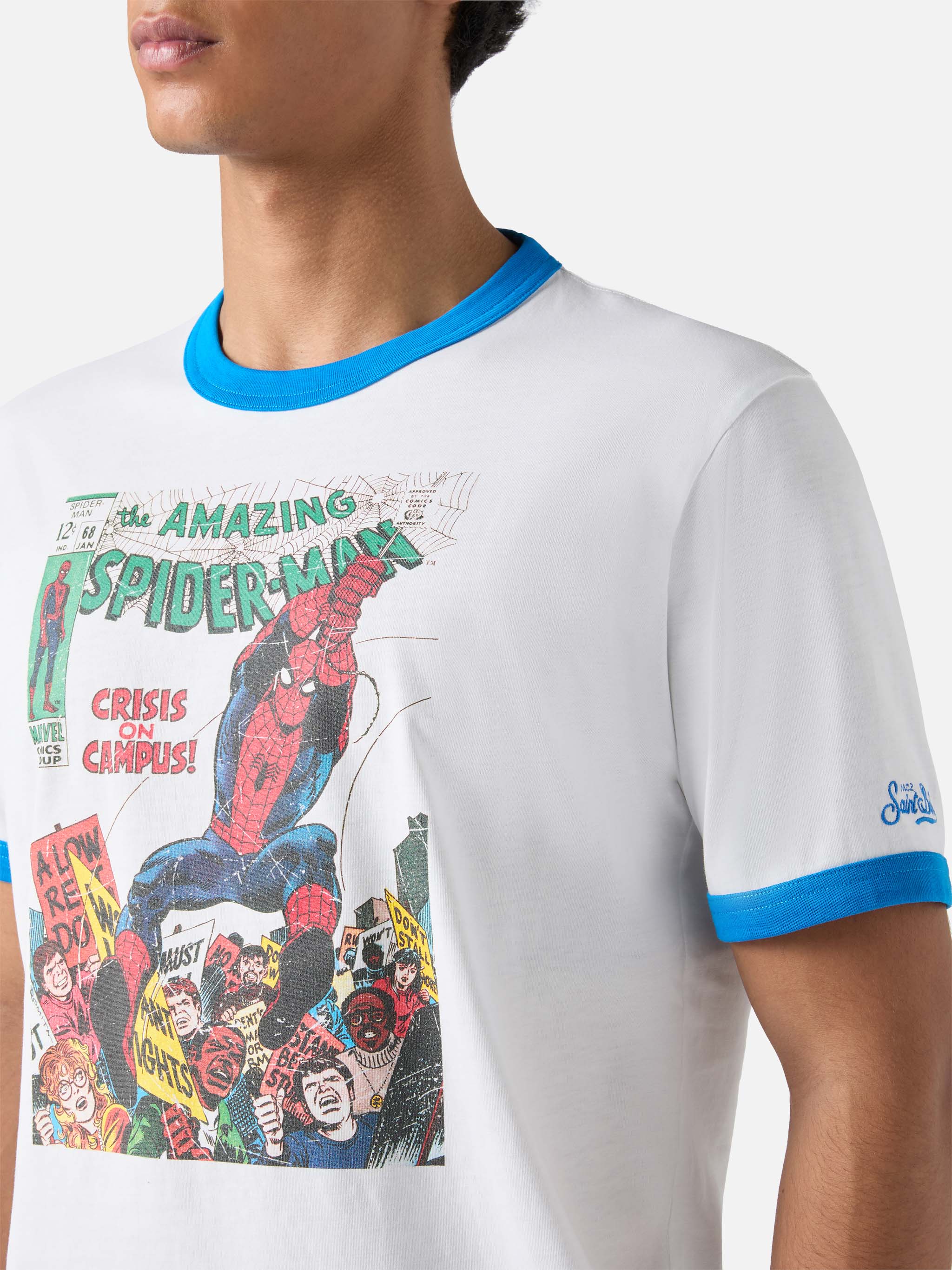 Man Cotton T-Shirt With Spiderman Print | Marvel Special Edition White