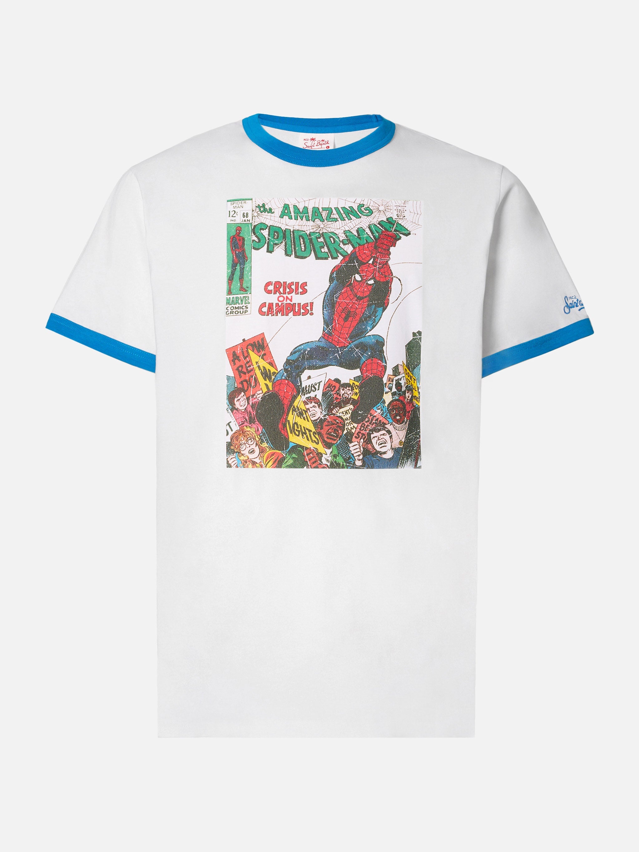 Man Cotton T-Shirt With Spiderman Print | Marvel Special Edition White