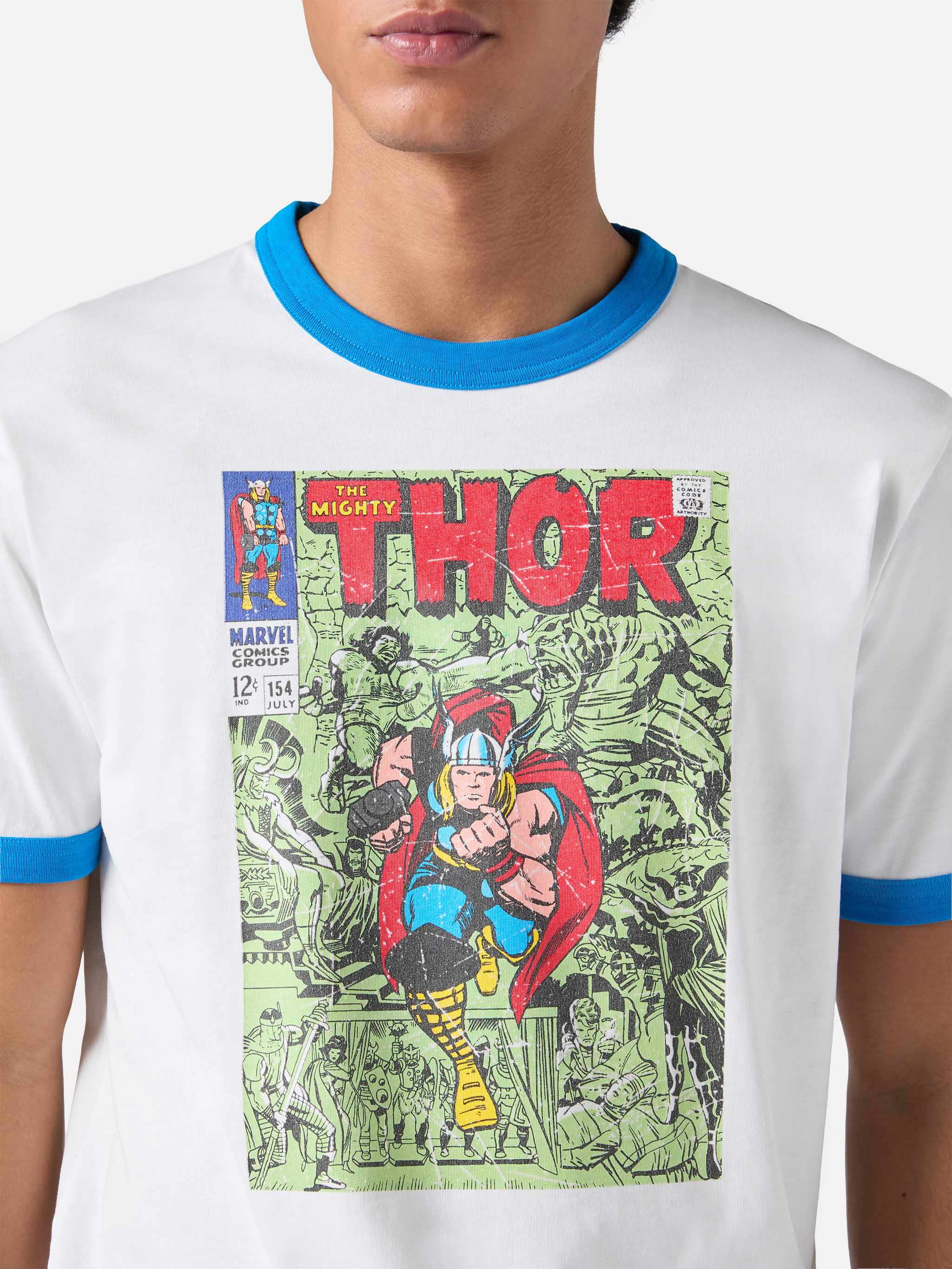Man Cotton T-Shirt With Thor Print | Marvel Special Edition White