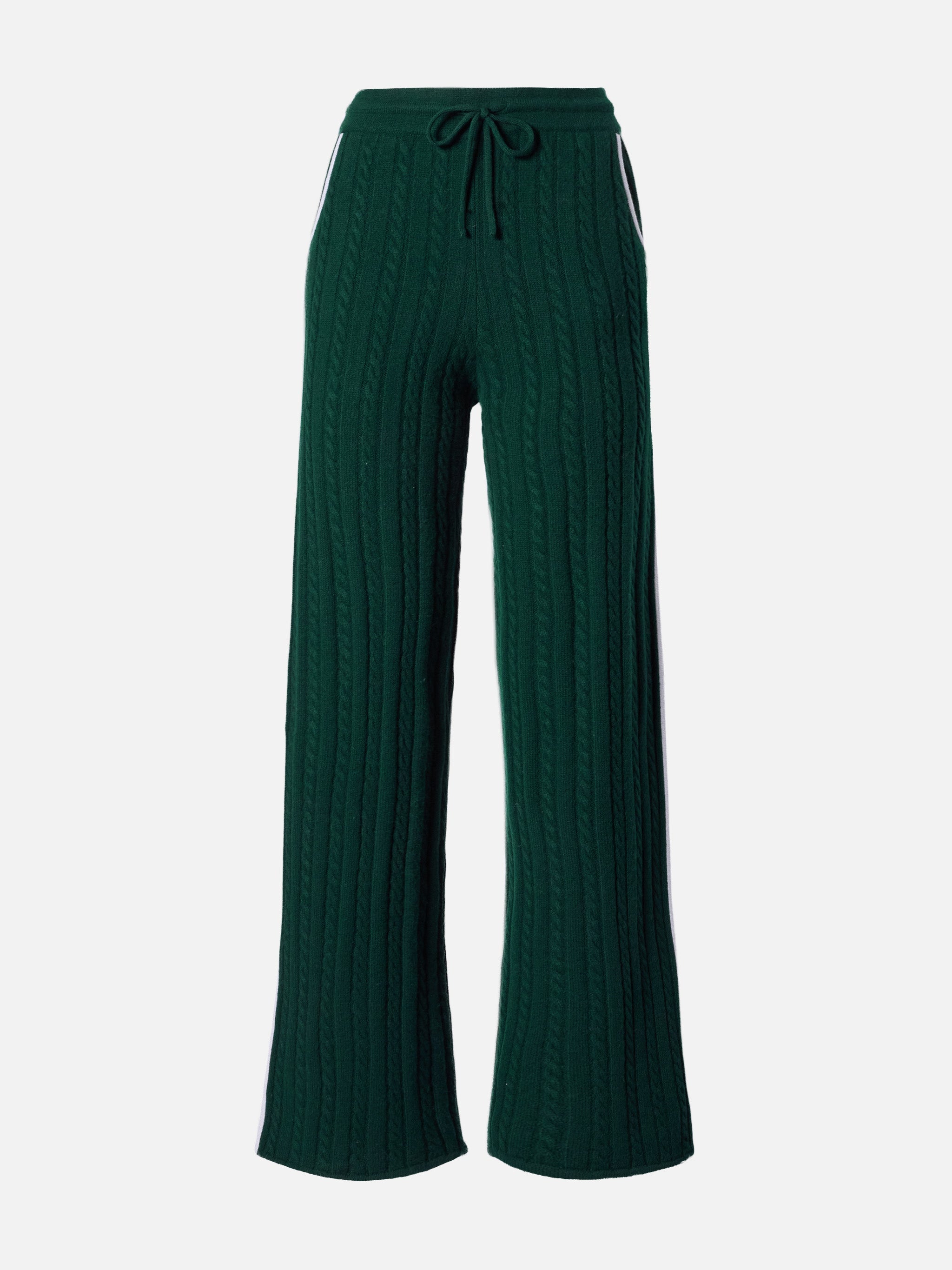 Dinard Cable-Knit Trousers British Green Wool With St. Barth Embroidery Pant