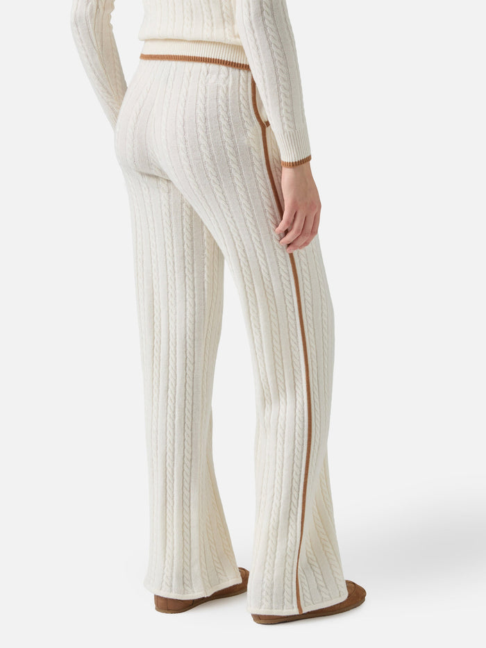 Dinard Cable-Knit Trousers White Wool With St. Barth Embroidery Pant