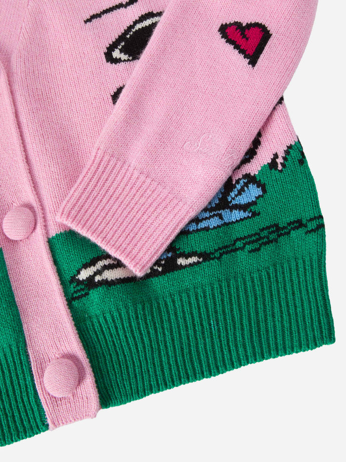 Didy Cashmere-Blend Cardigan With Snoopy Jacquard | Peanuts Special Edition Pink