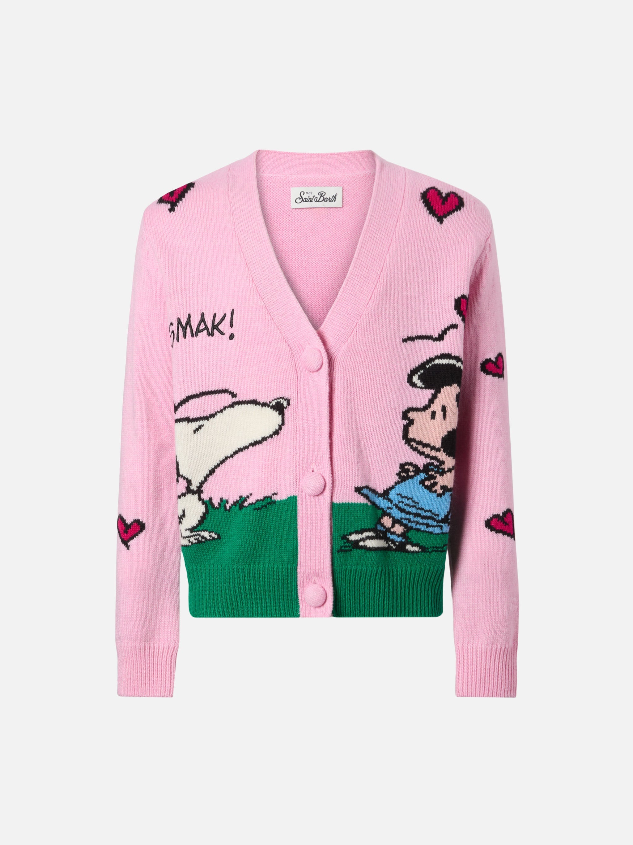 Didy Cashmere-Blend Cardigan With Snoopy Jacquard | Peanuts Special Edition Pink