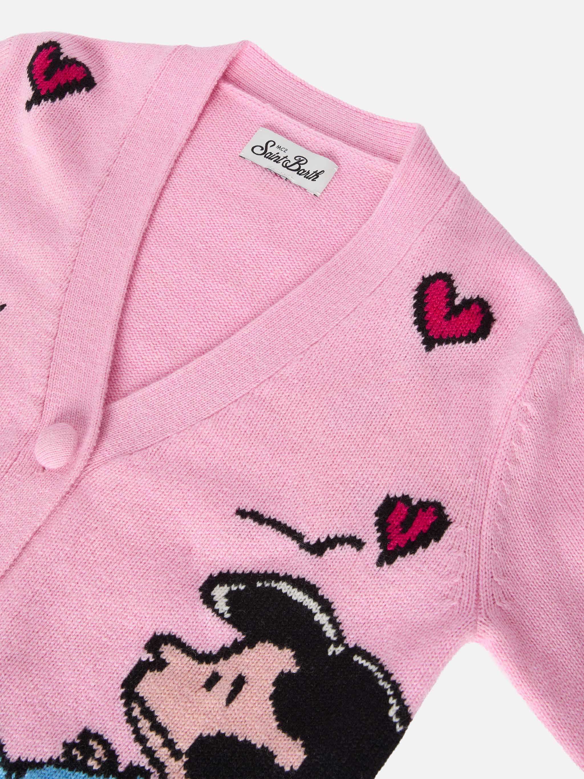 Didy Cashmere-Blend Cardigan With Snoopy Jacquard | Peanuts Special Edition Pink