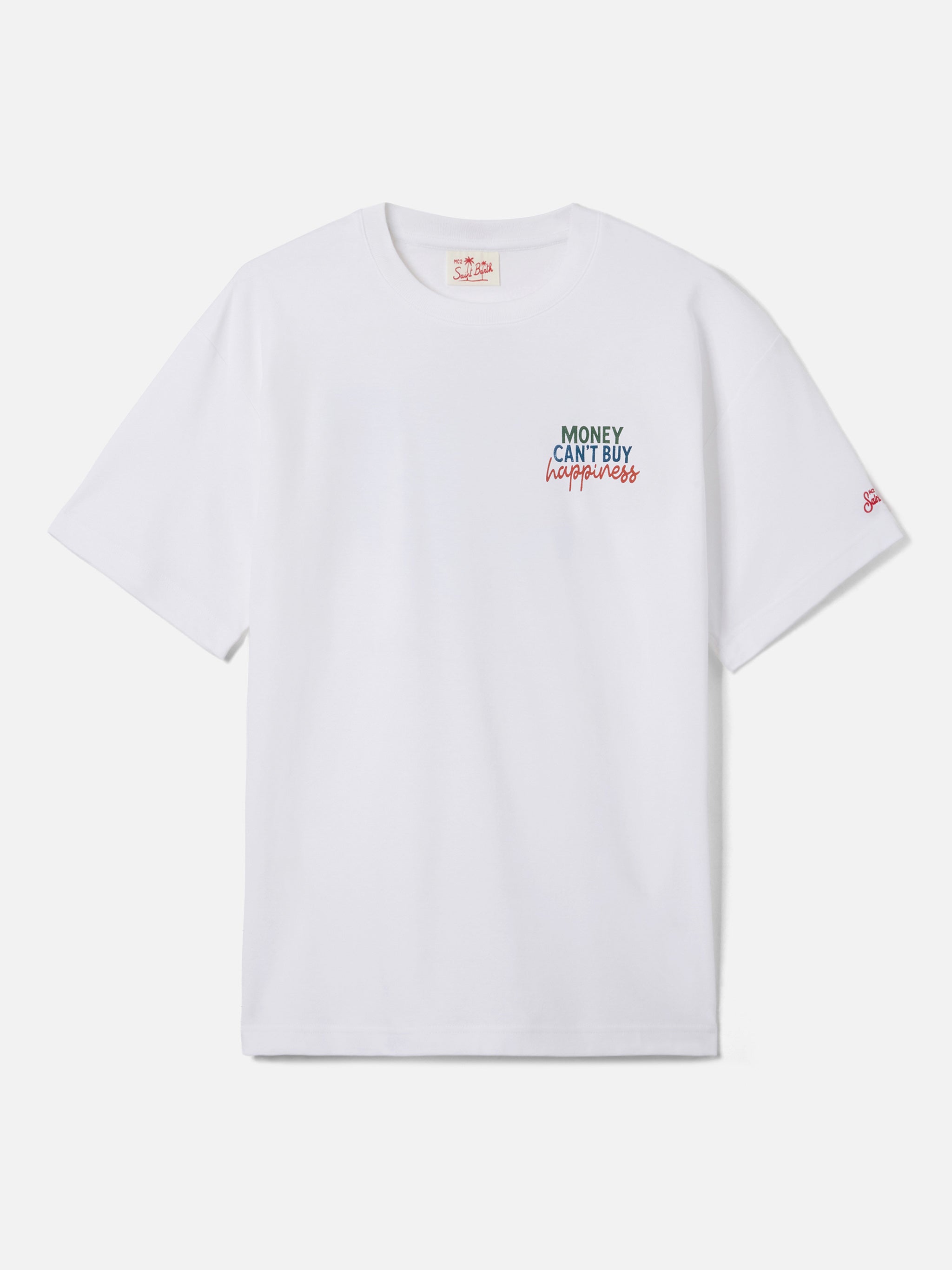 Delmar T-Shirt With Money Cant Buy Happiness Print And Maxi Graphic On The Back White