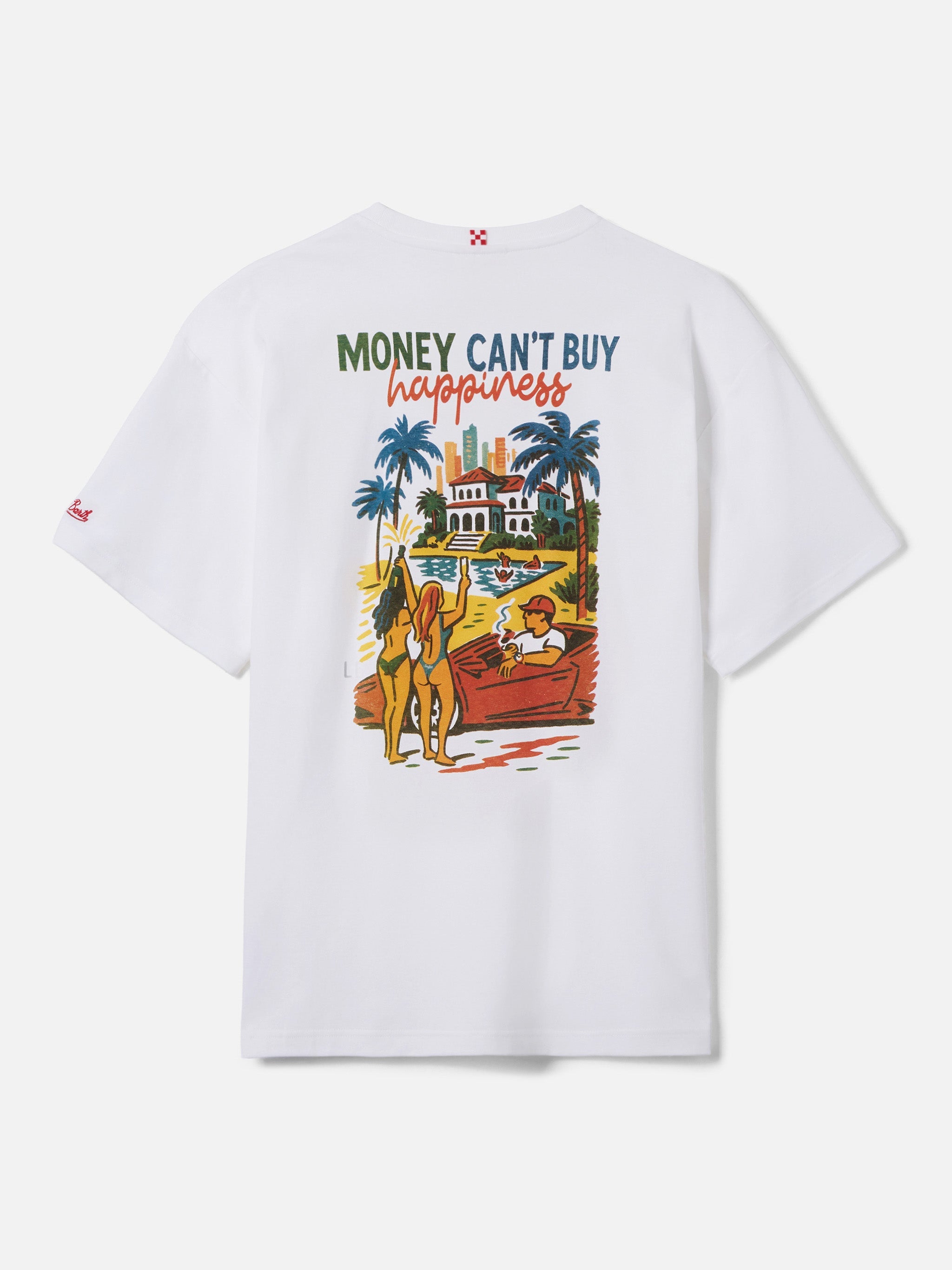 Delmar T-Shirt With Money Cant Buy Happiness Print And Maxi Graphic On The Back White