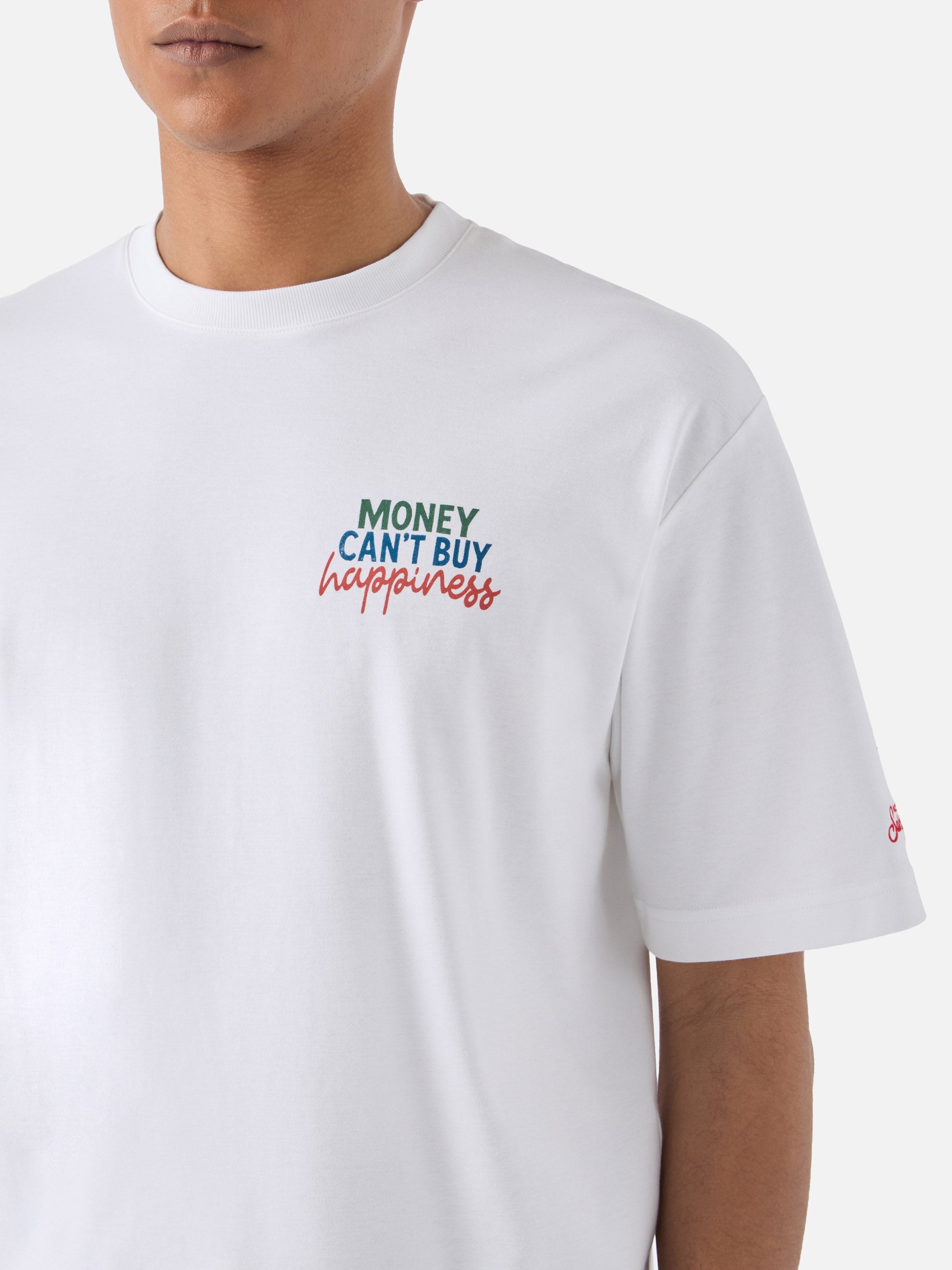 Delmar T-Shirt With Money Cant Buy Happiness Print And Maxi Graphic On The Back White