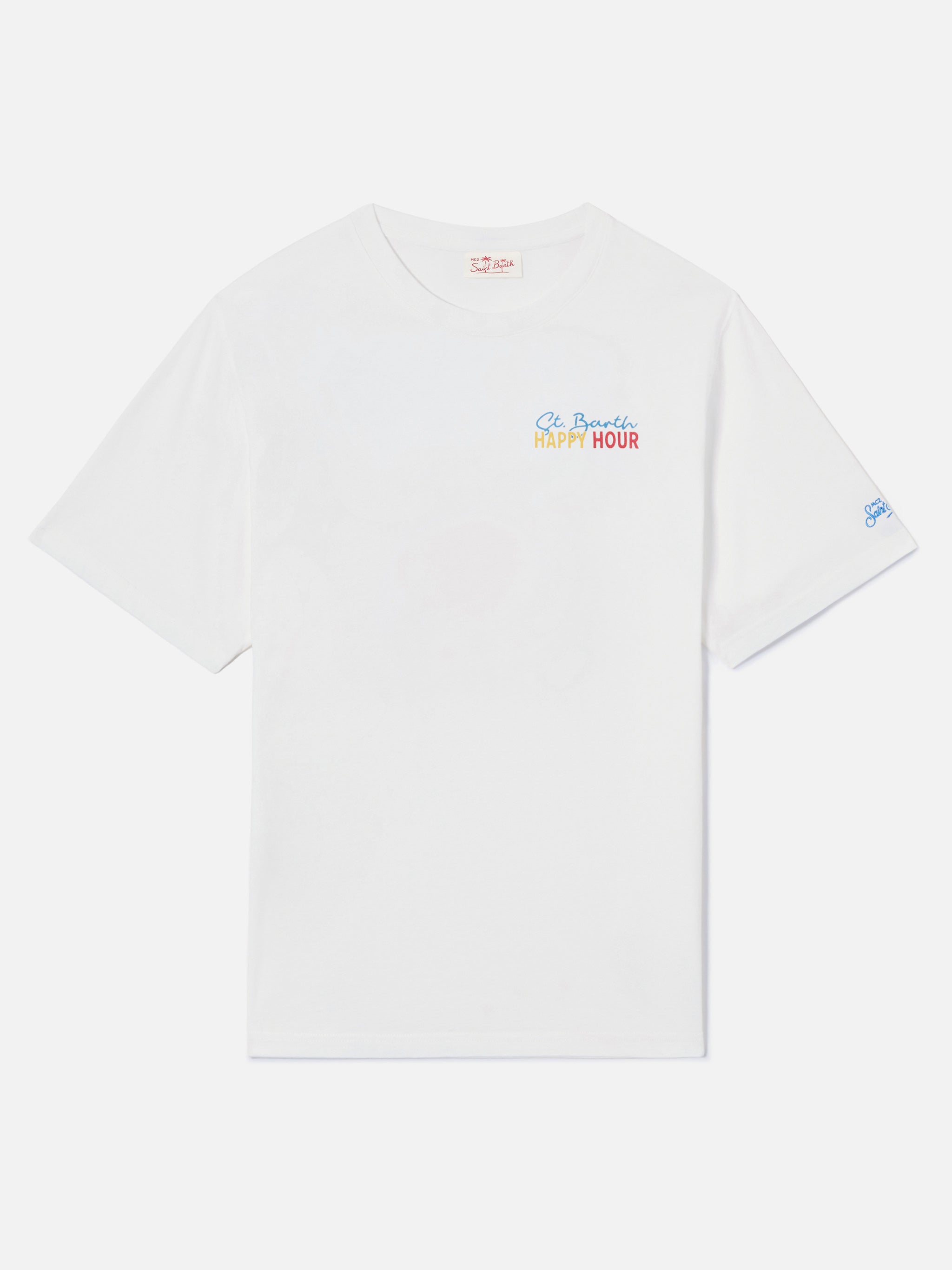Delmar T-Shirt With St. Barth Happy Hour Print And Maxi Graphic On The Back White