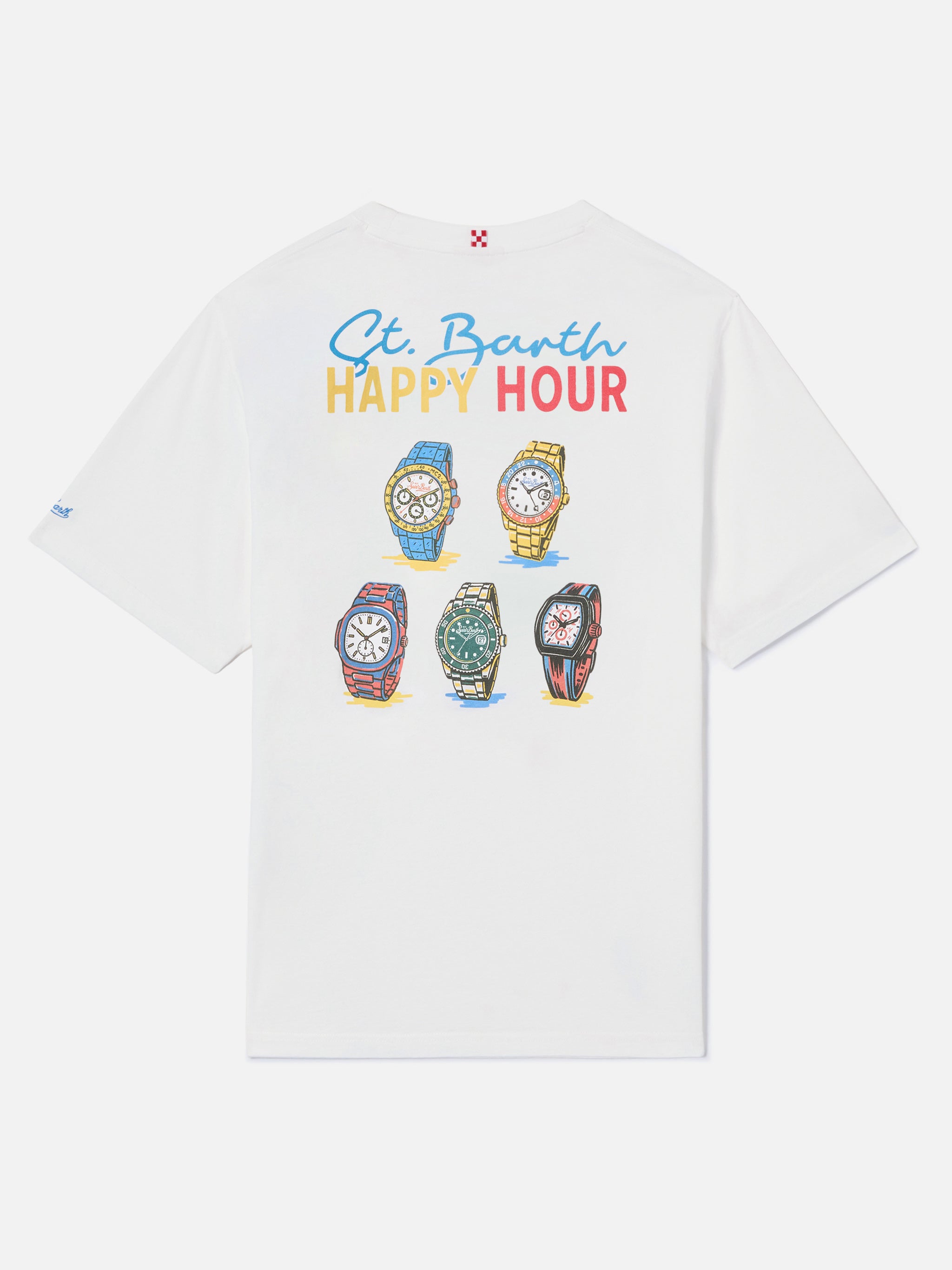 Delmar T-Shirt With St. Barth Happy Hour Print And Maxi Graphic On The Back White