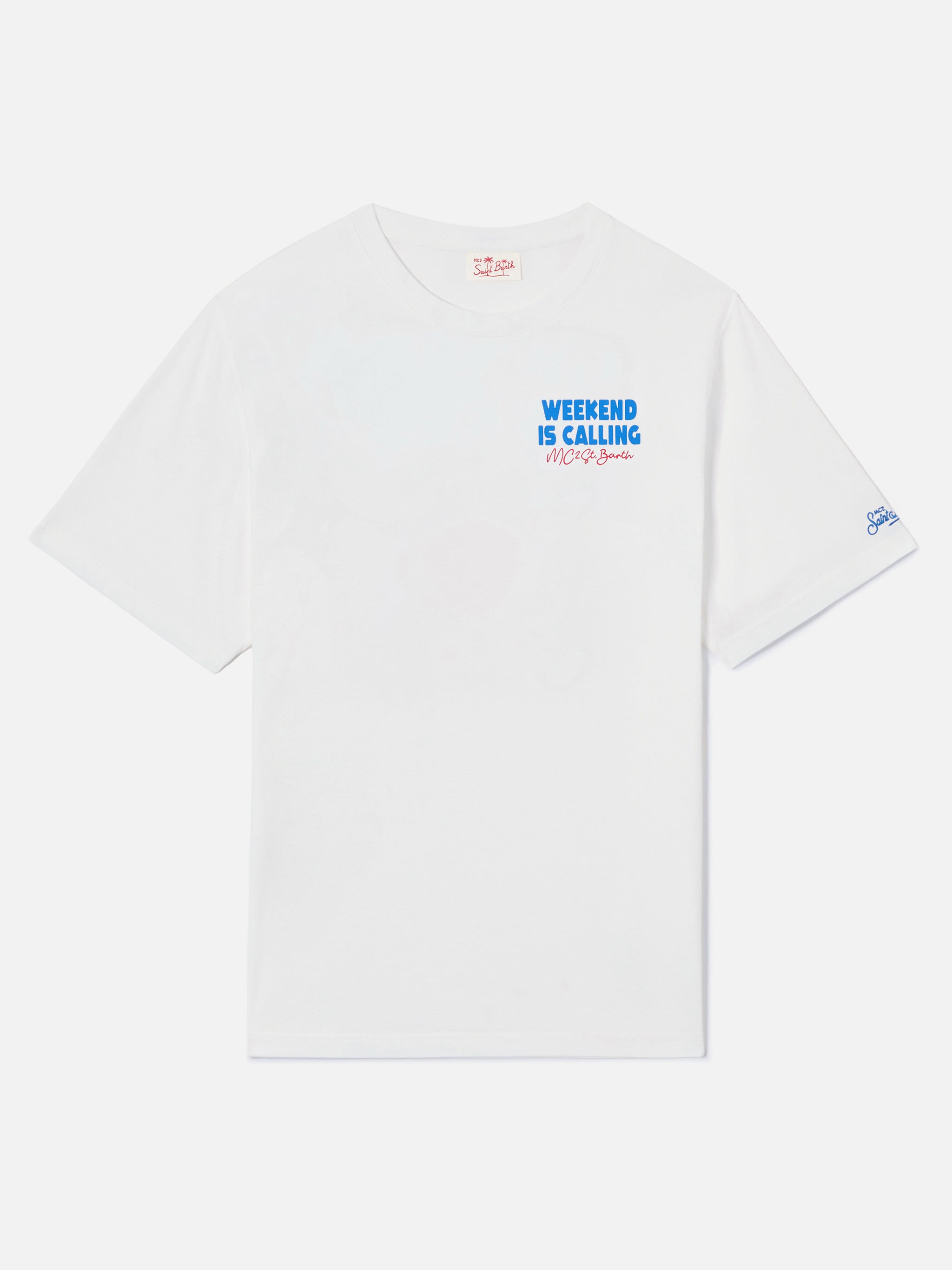 Delmar T-Shirt With Weekend Is Calling Print And Maxi Graphic On The Back White