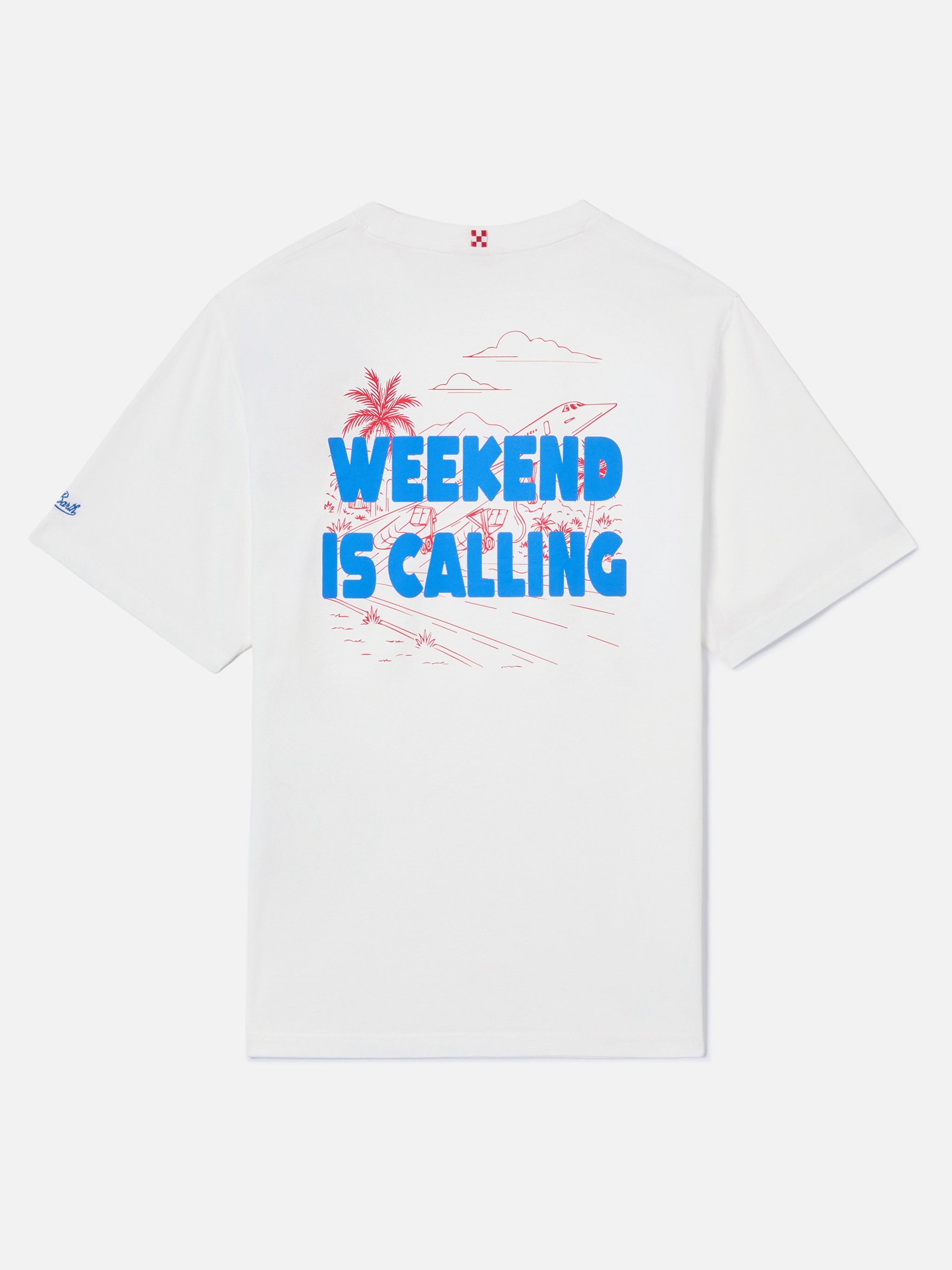 Delmar T-Shirt With Weekend Is Calling Print And Maxi Graphic On The Back White