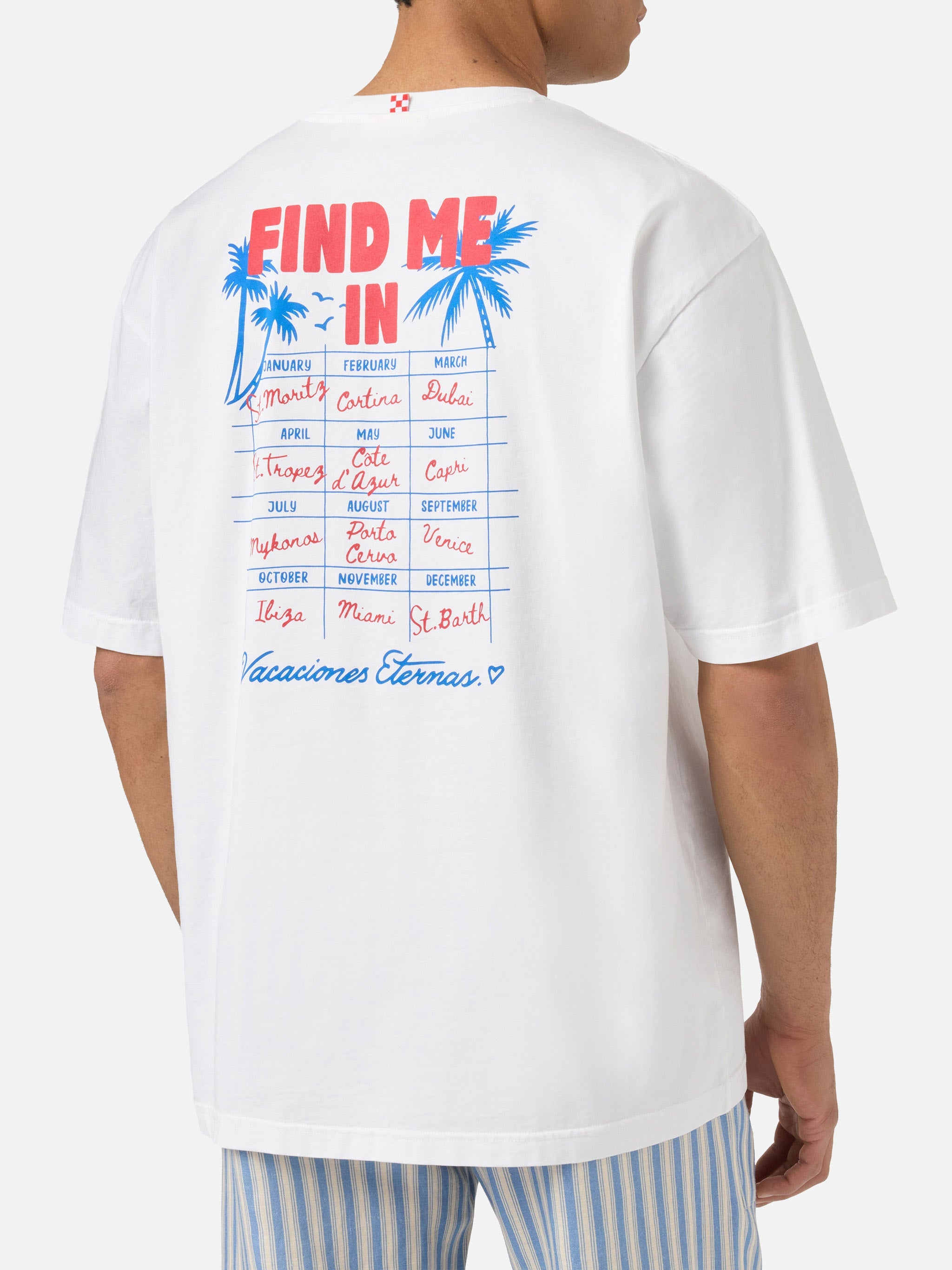 Delmar T-Shirt With Find Me Vacation Print And Maxi Graphic On The Back White
