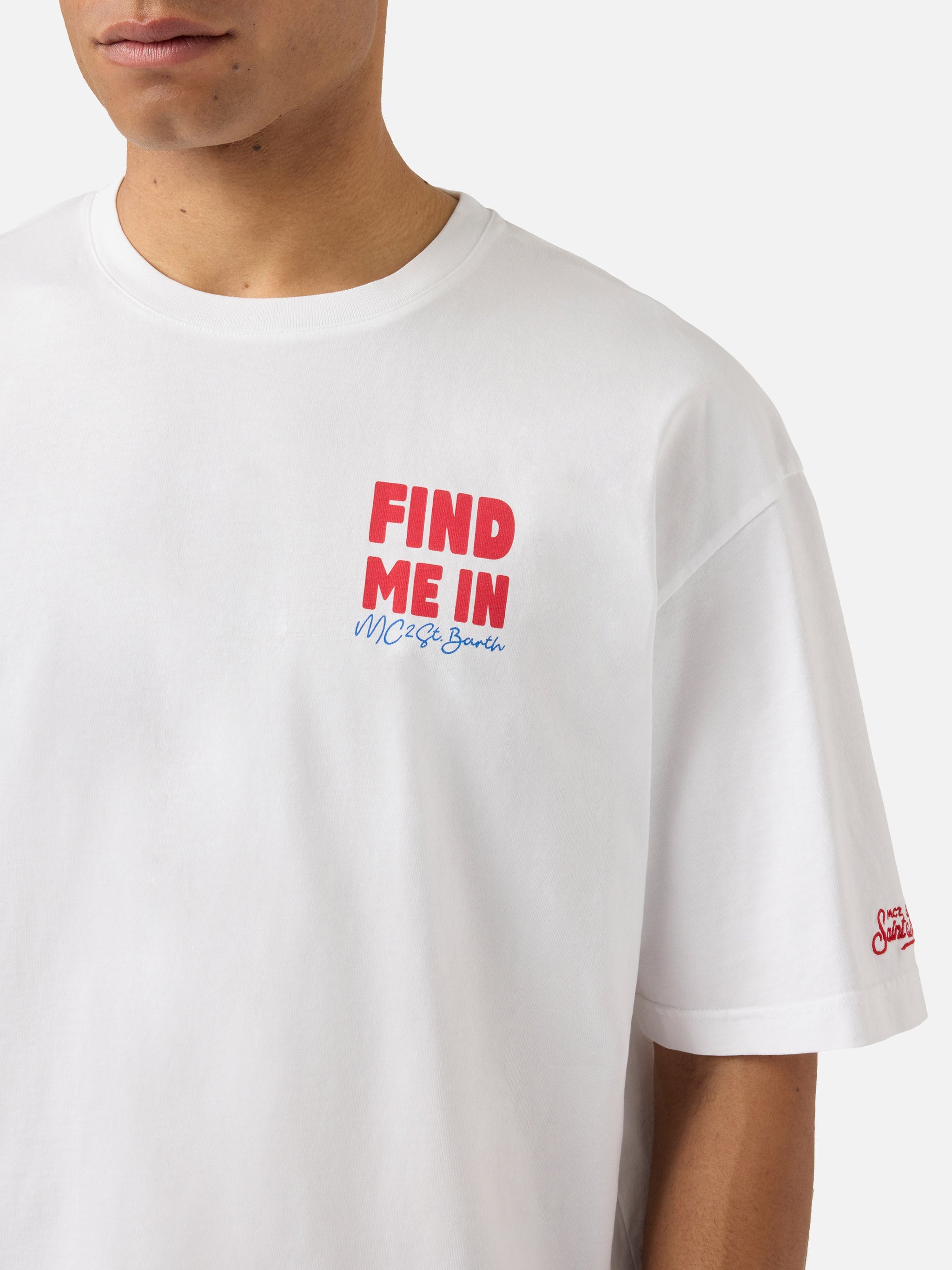Delmar T-Shirt With Find Me Vacation Print And Maxi Graphic On The Back White
