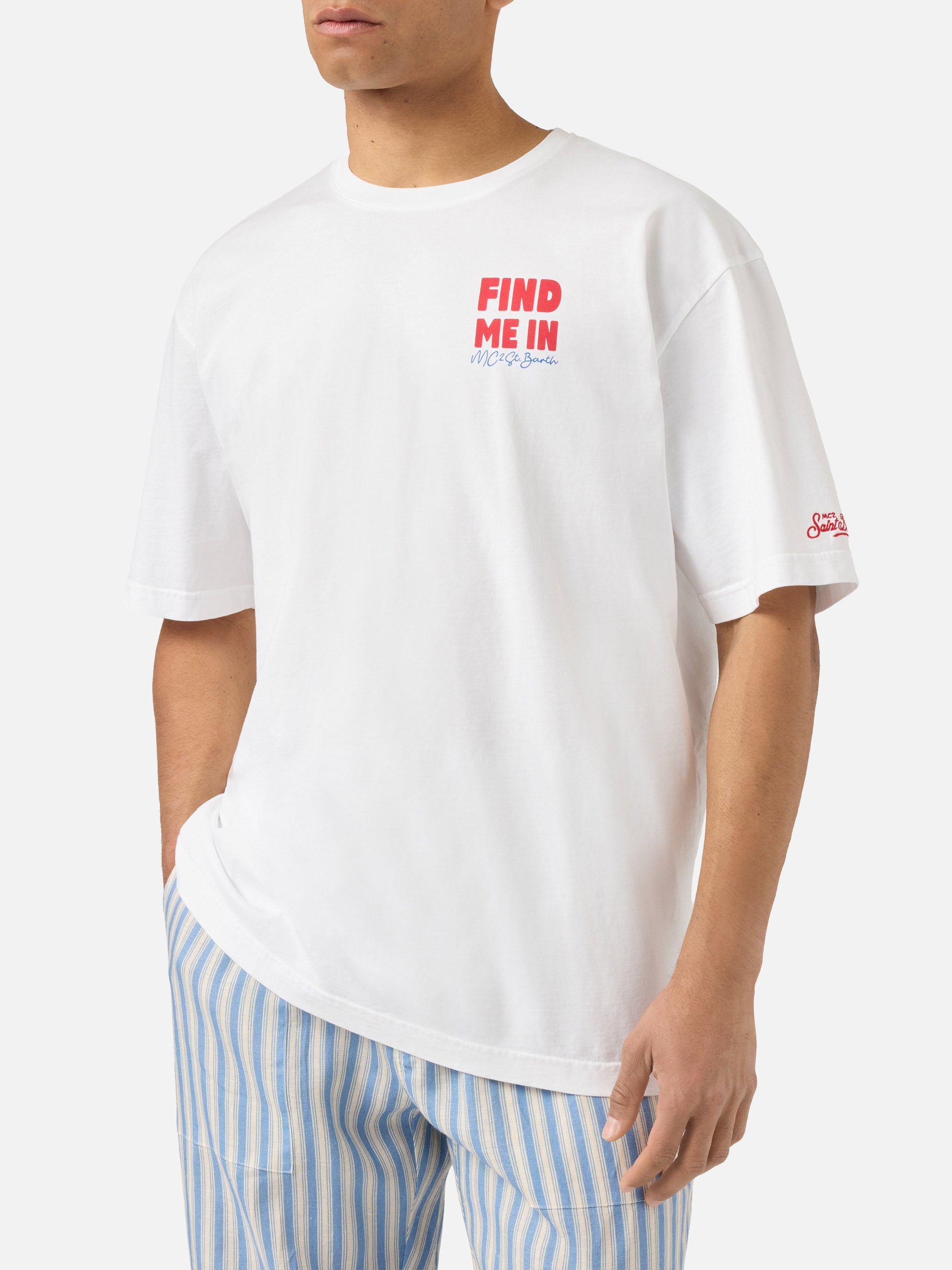 Delmar T-Shirt With Find Me Vacation Print And Maxi Graphic On The Back White