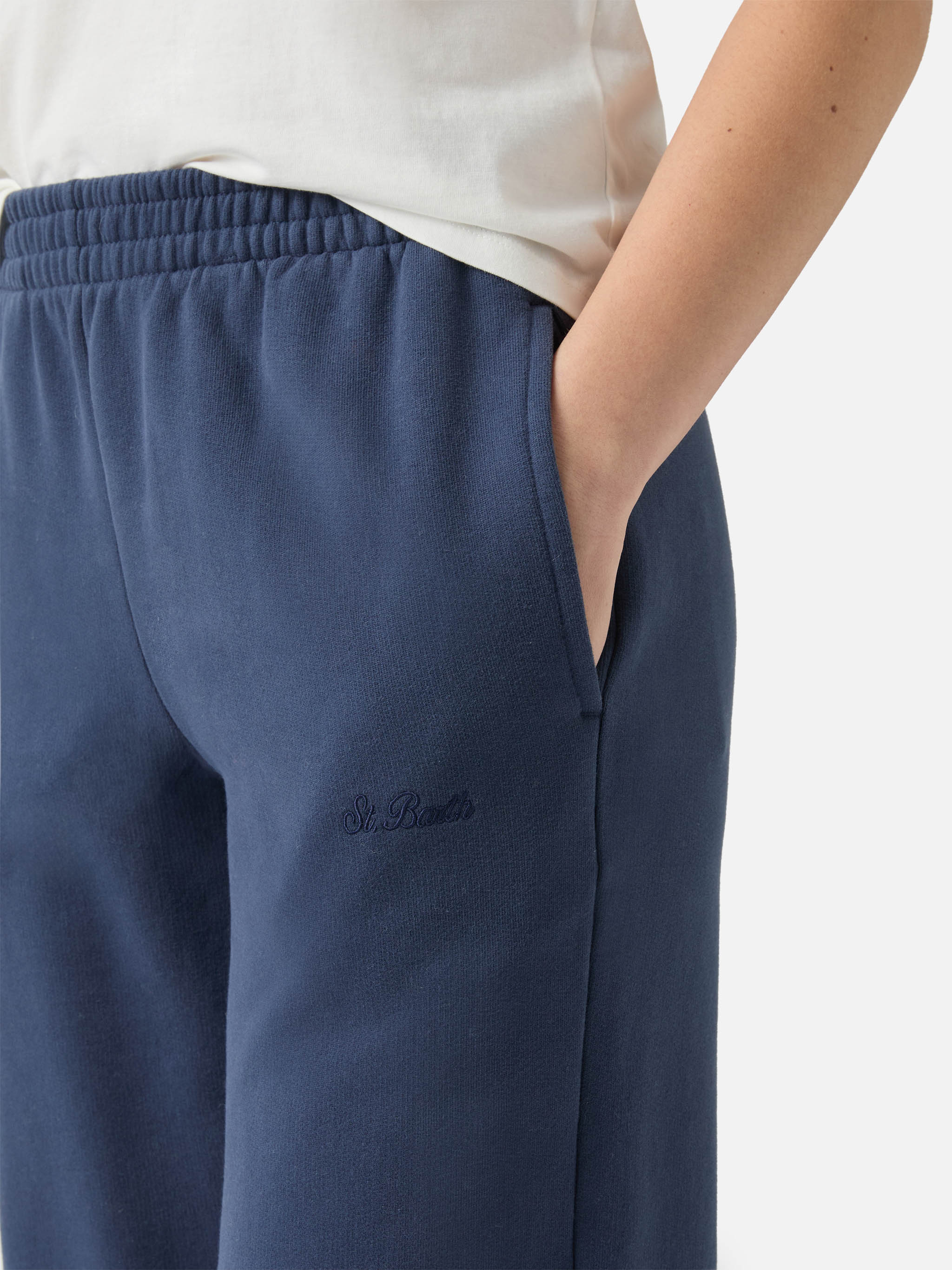 Deena Straight-Hem Joggers Navy Blue Pant