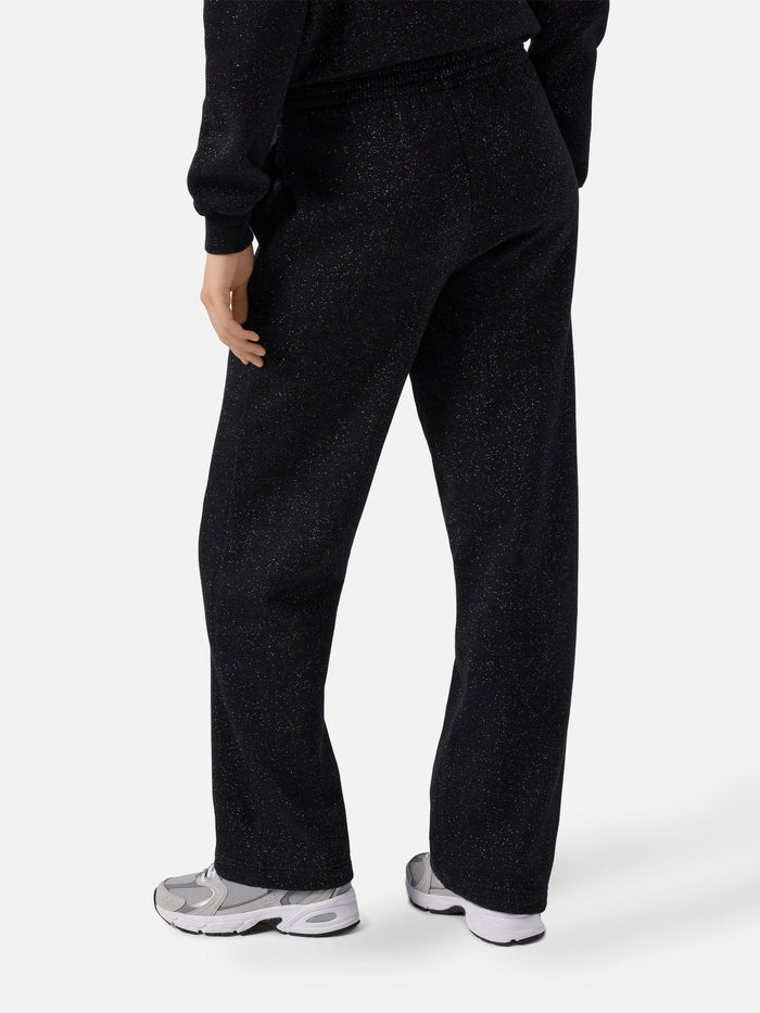 Deena Straight-Hem Joggers Black Lurex Pant