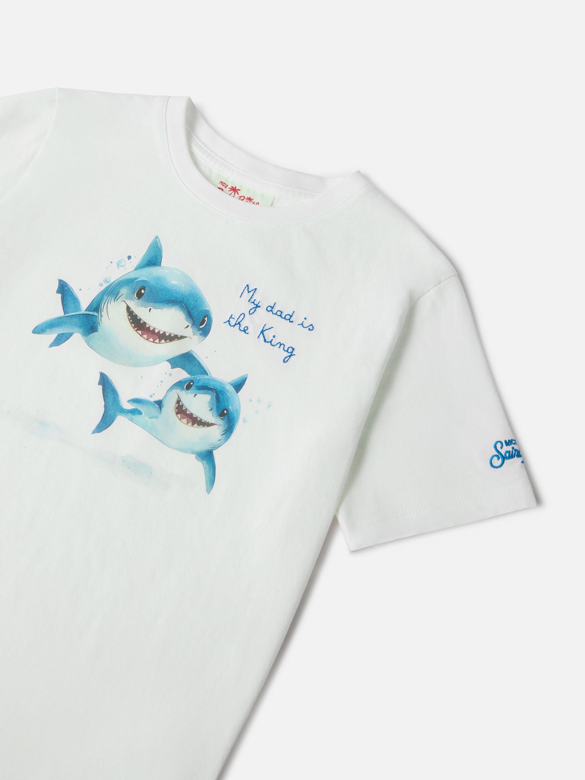 Denver Jr T-Shirt With My Dad Is The King! Embroidery White