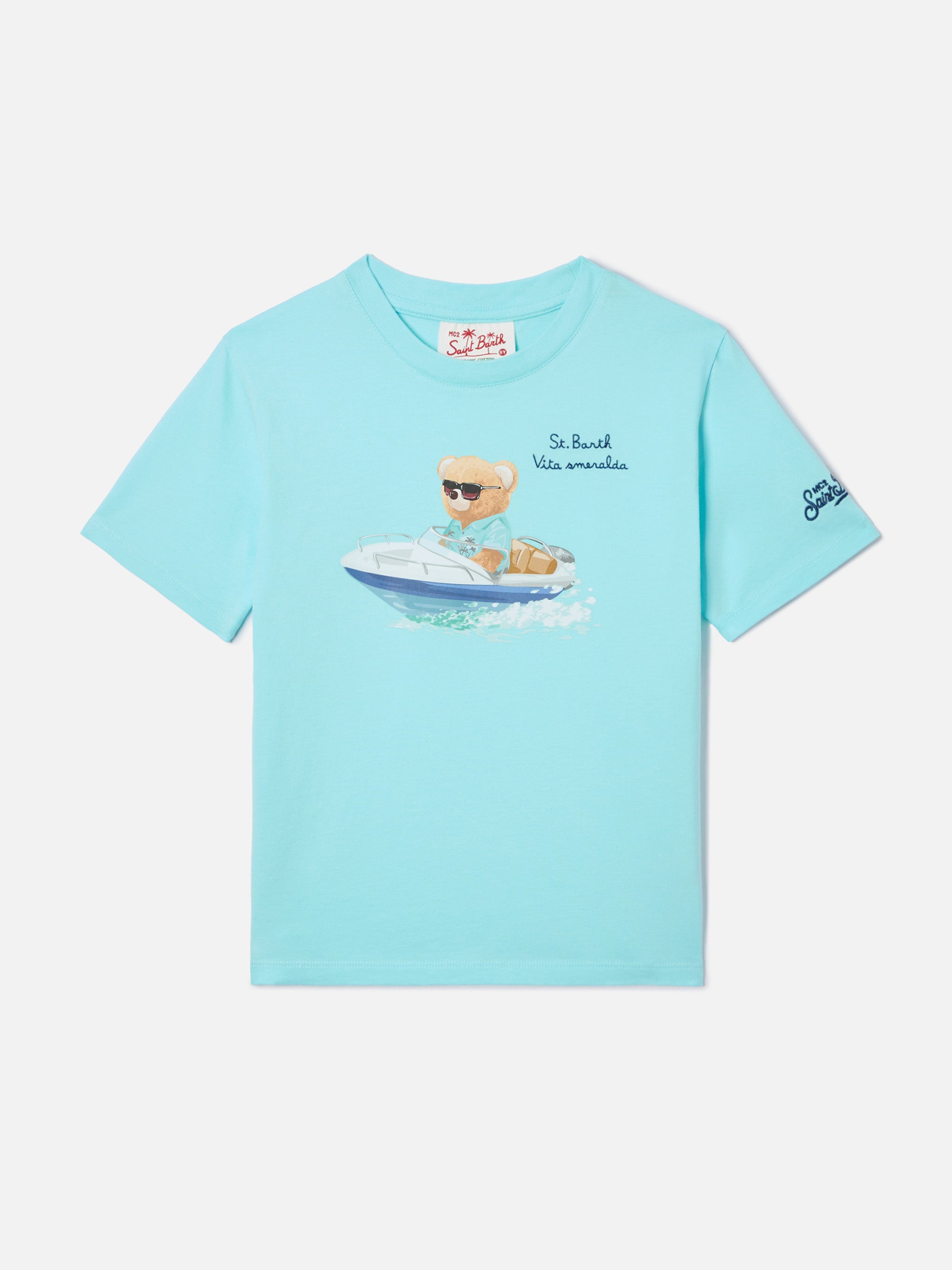 Denver Jr T-Shirt With Vita Smeralda Embroidery Green