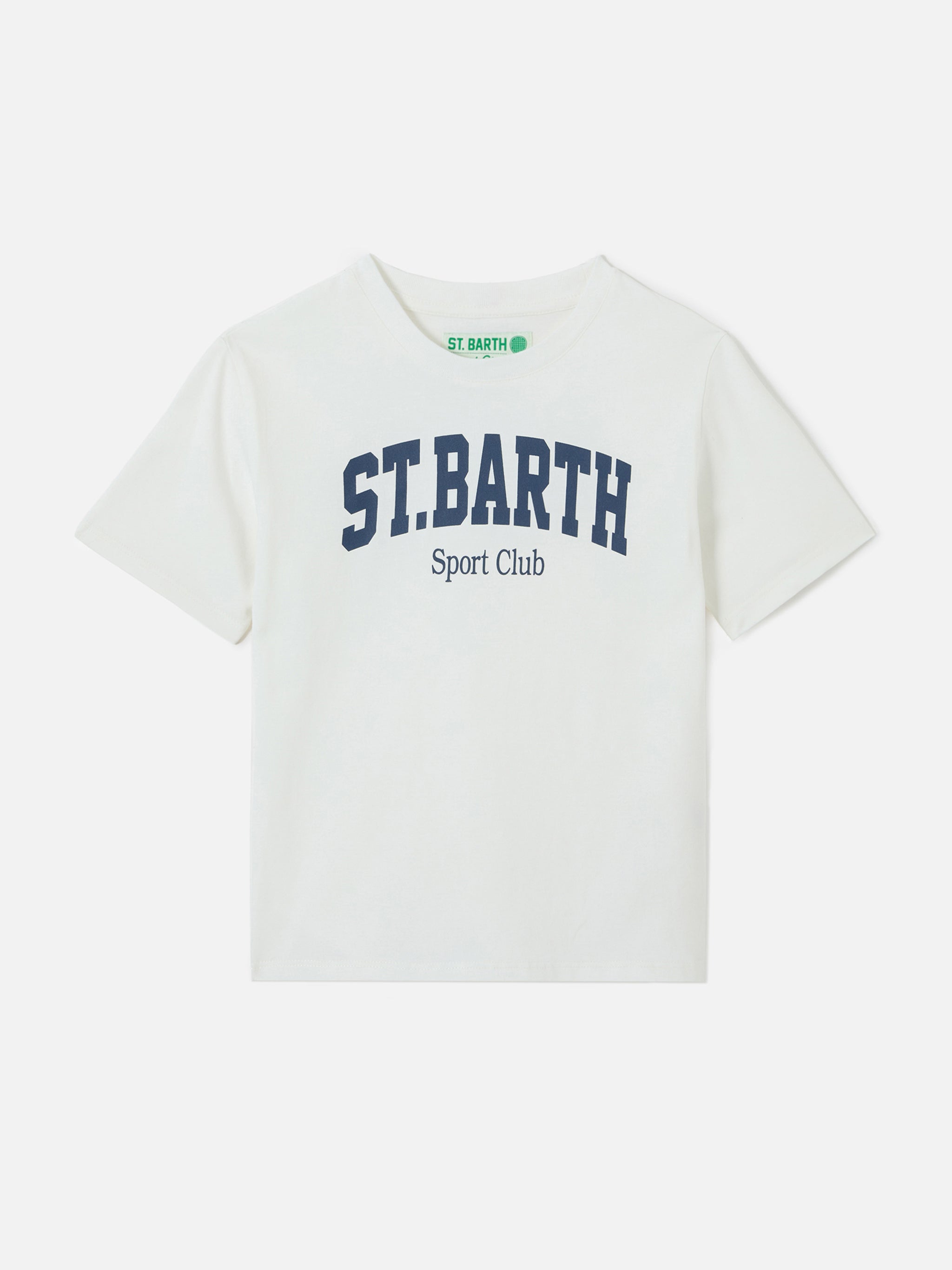 White Denver Jr T-Shirt Pure Cotton With Sport Club Print