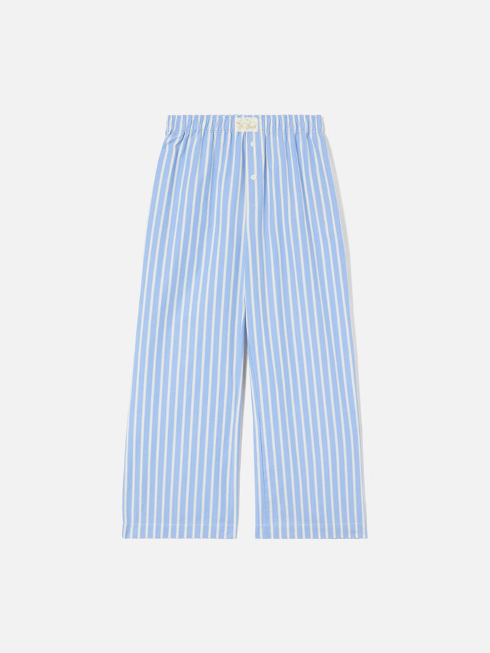 Light Blue Striped Doha Poplin Trousers Pant
