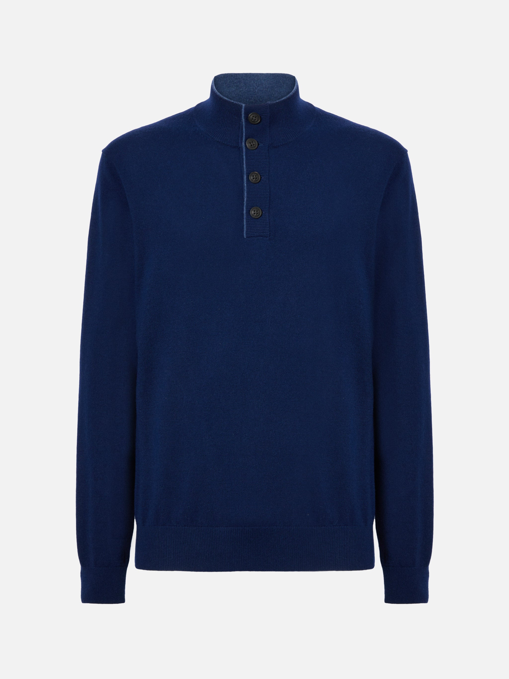 Half-Zip Sweater Navy Blue Merino Wool And Cashmere