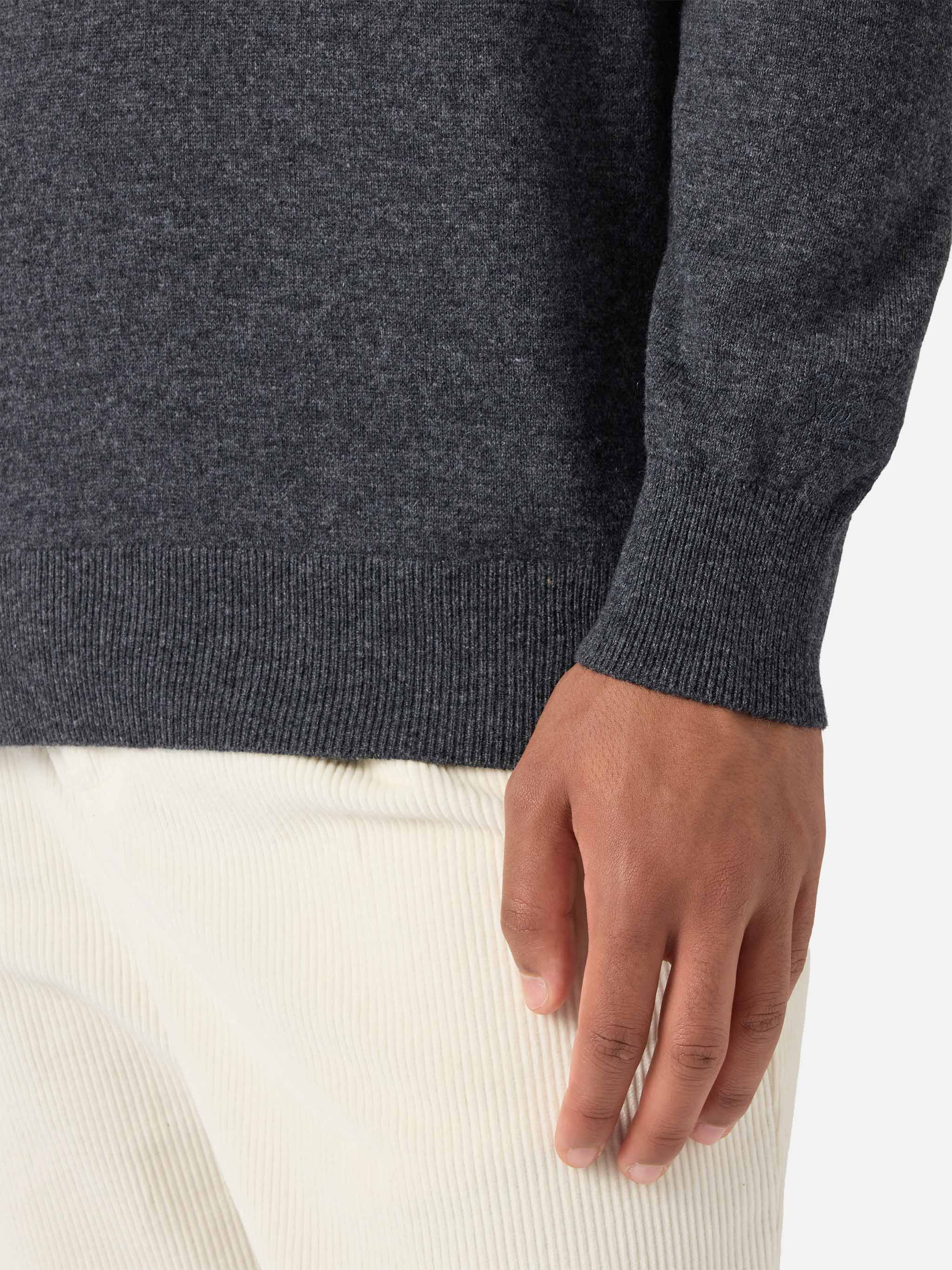 Half-Zip Sweater Anthracite Merino Wool And Cashmere Grey