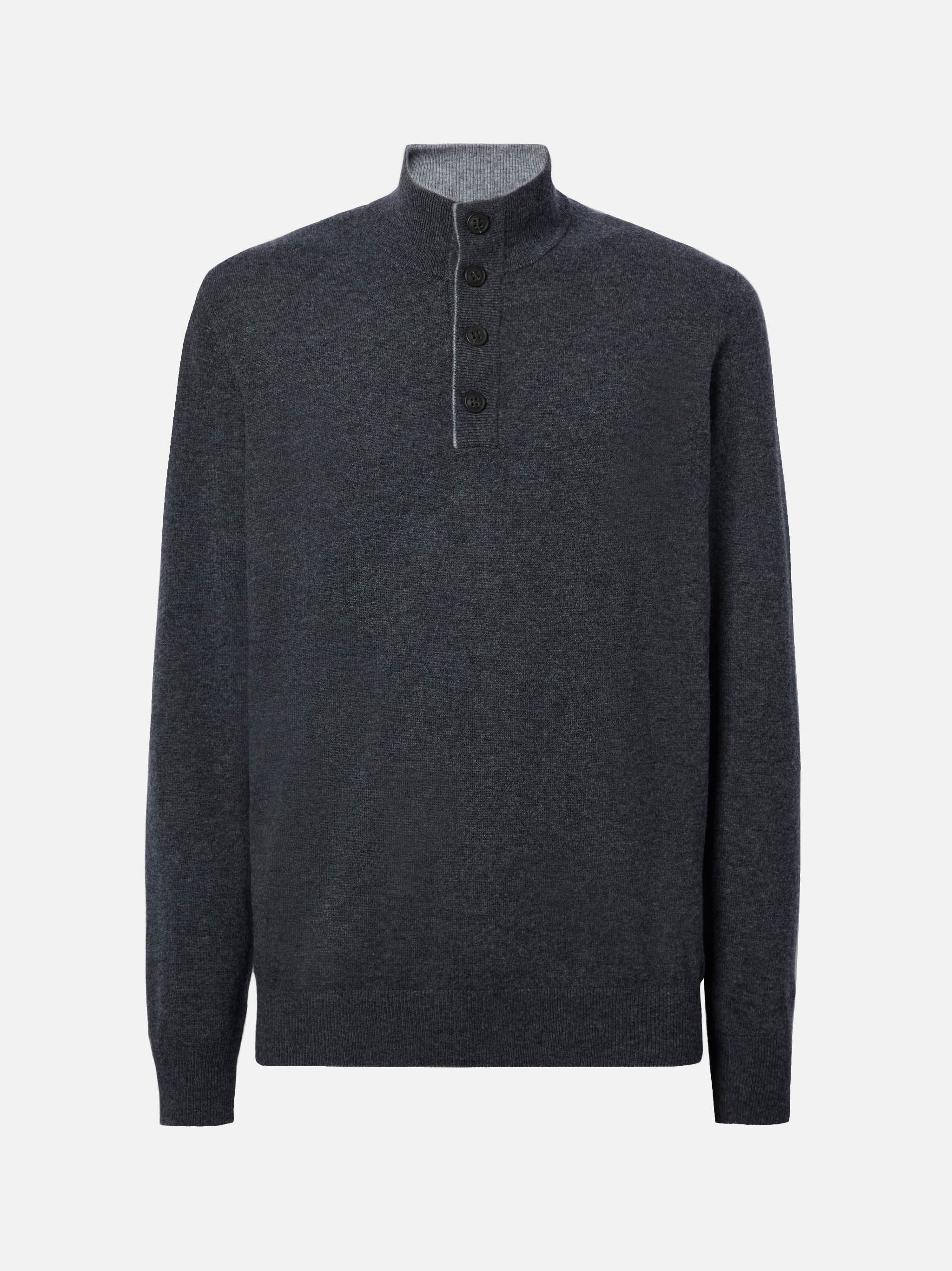 Half-Zip Sweater Anthracite Merino Wool And Cashmere Grey