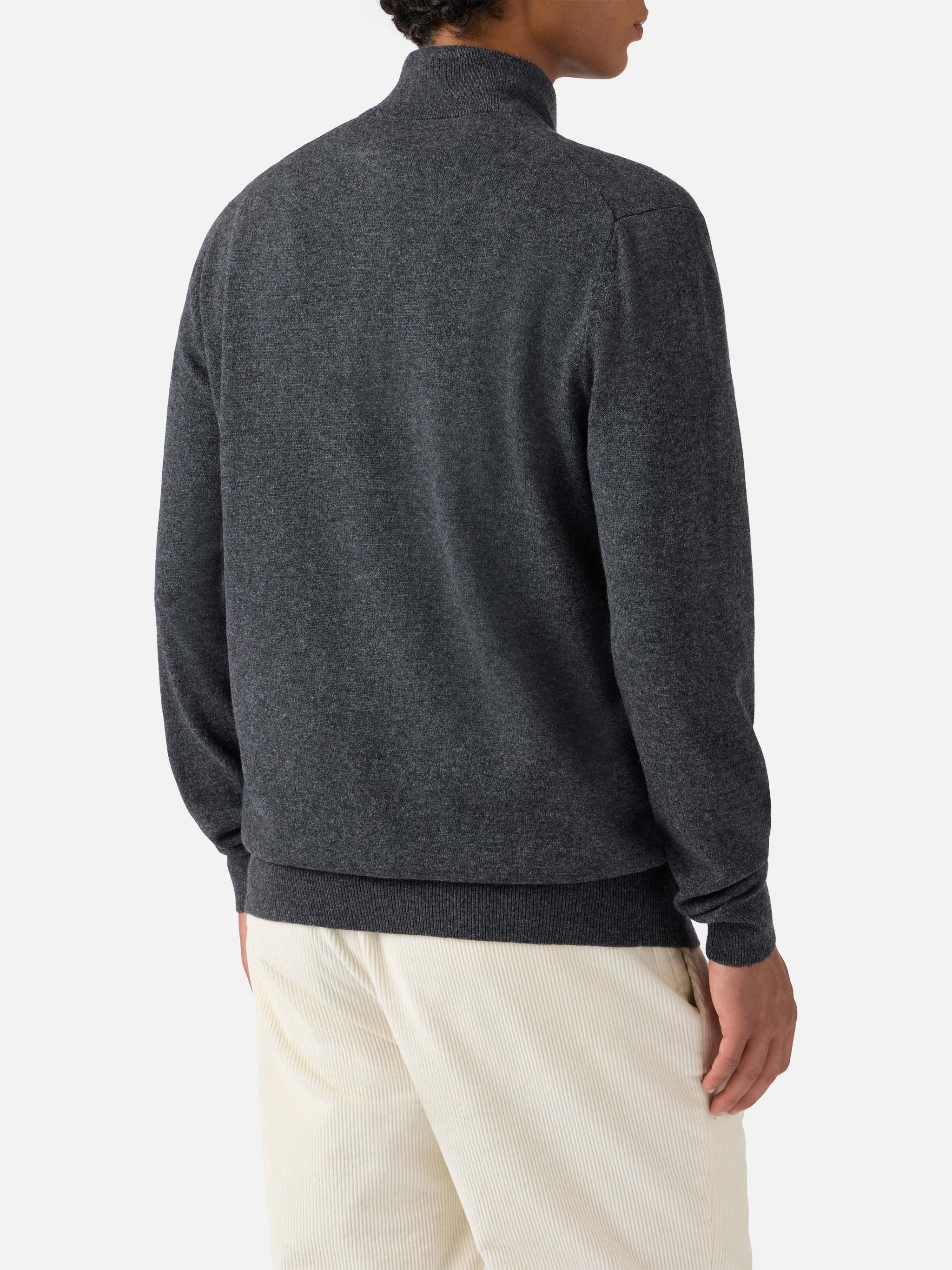Half-Zip Sweater Anthracite Merino Wool And Cashmere Grey