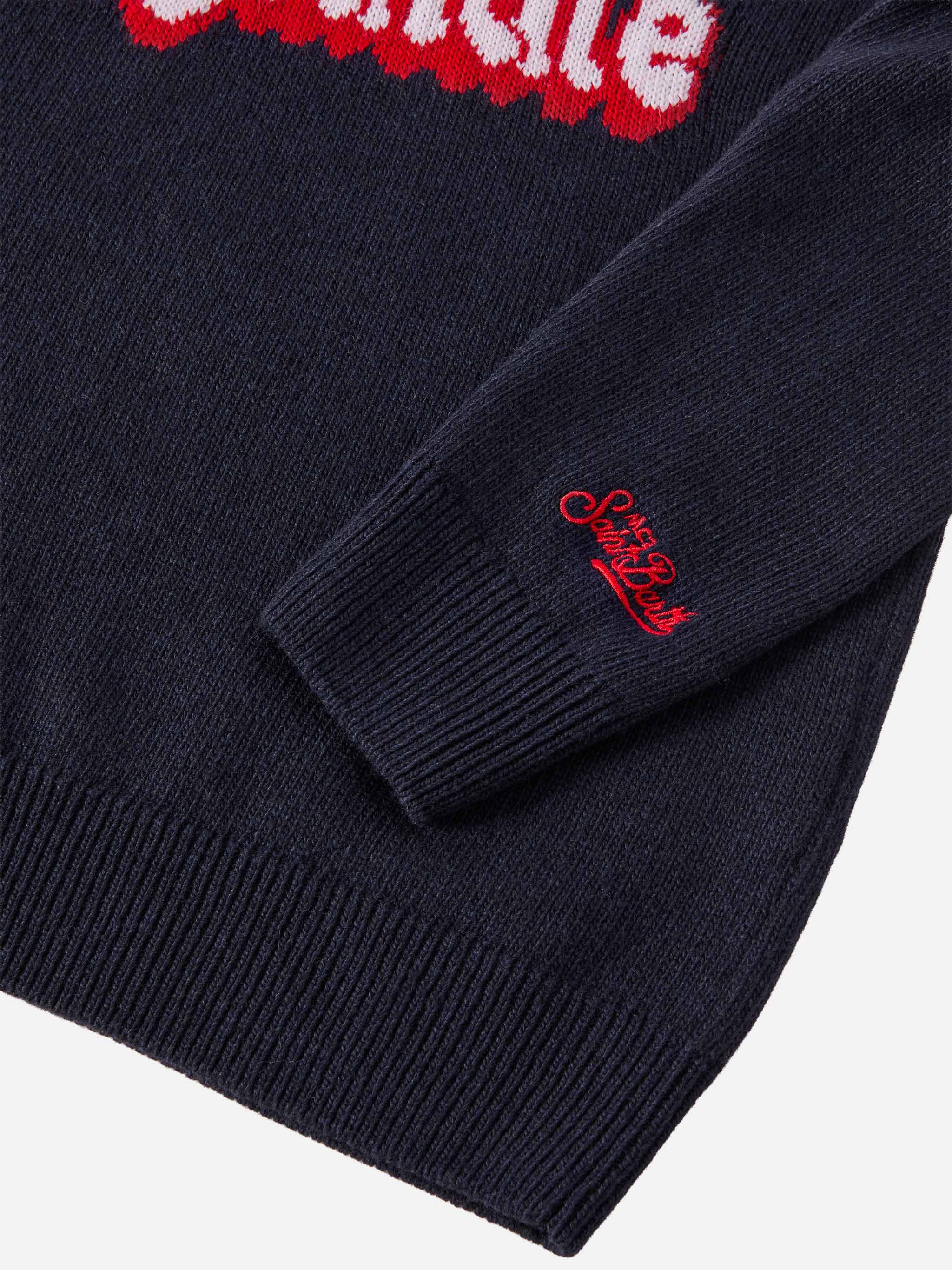 Douglas Crewneck Cashmere Blend With Vacanze Di Natale Jacquard | Special Edition Blue