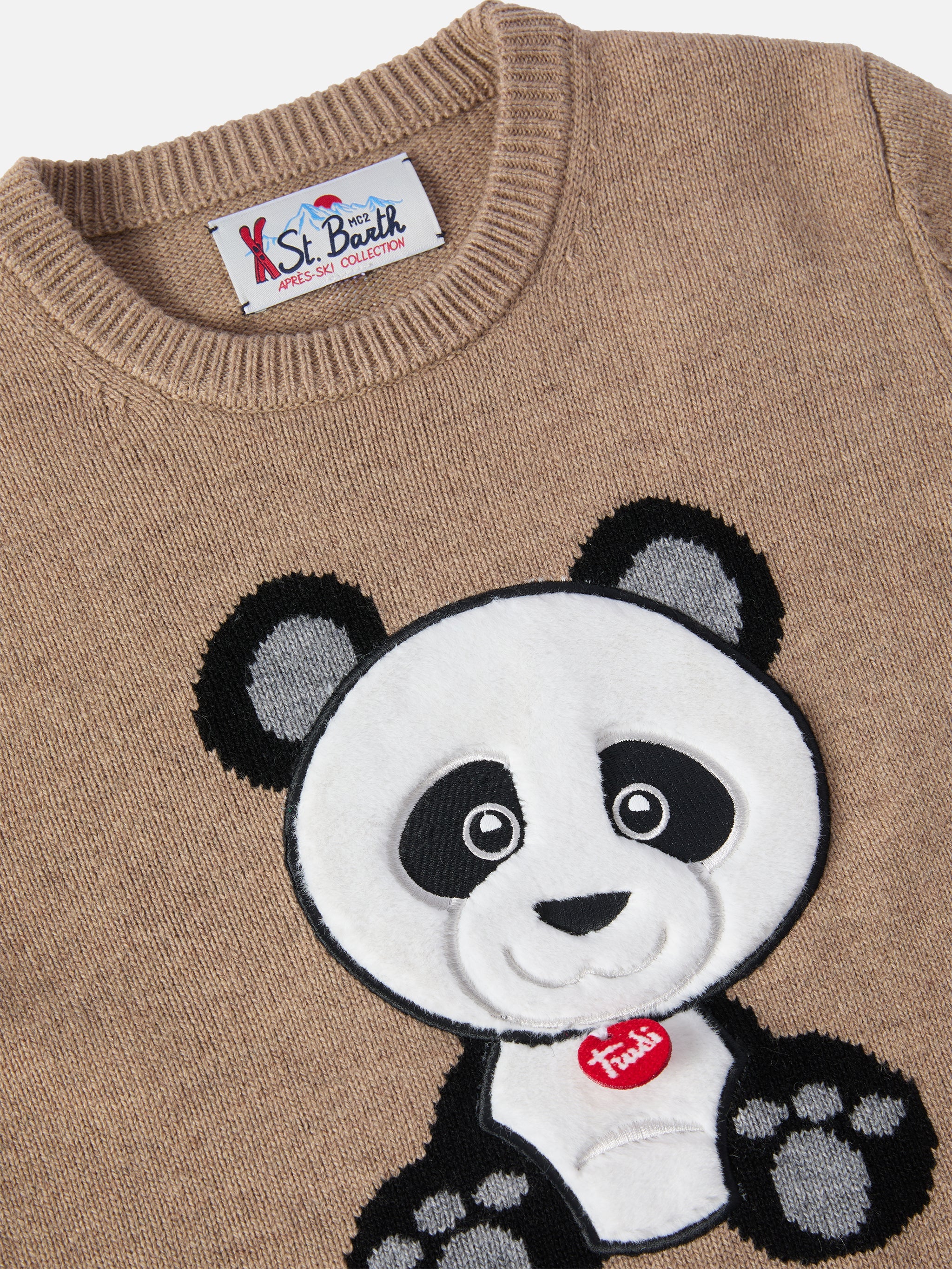 Crewneck Douglas Cashmere Blend With Panda Trudi Patch | Special Edition Brown