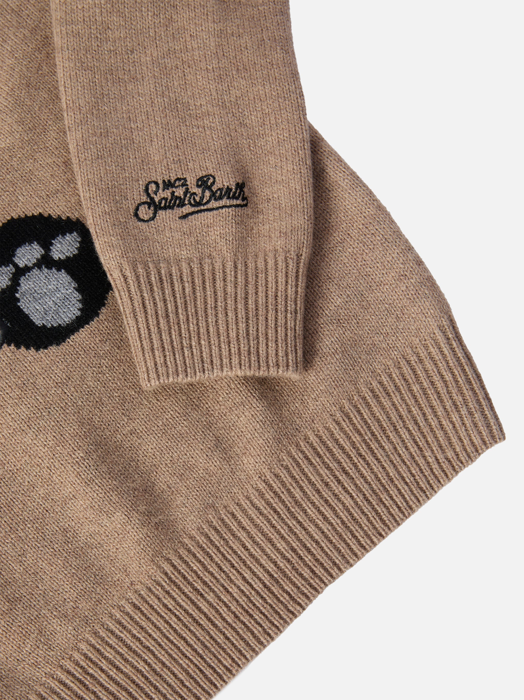 Crewneck Douglas Cashmere Blend With Panda Trudi Patch | Special Edition Brown