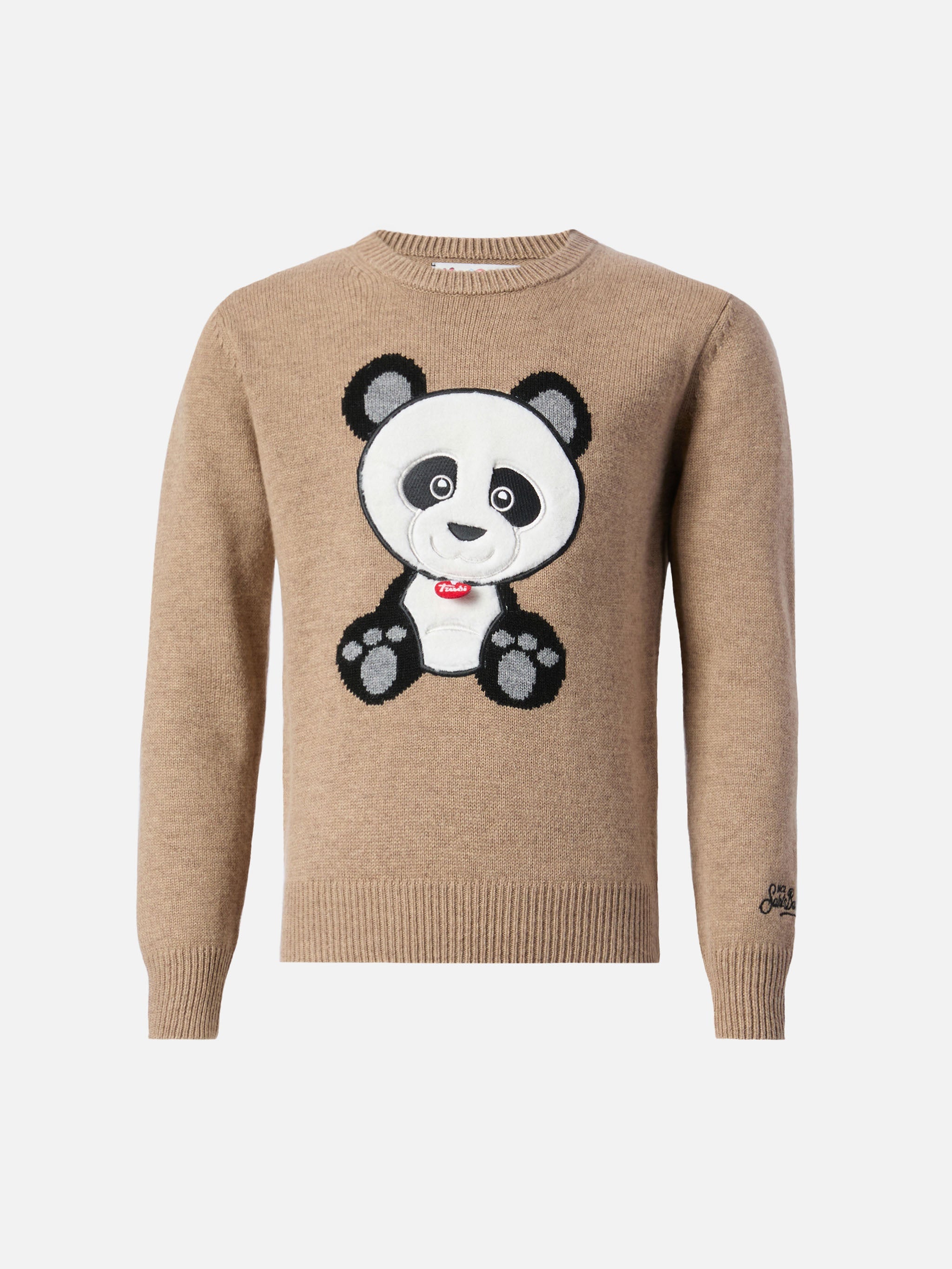 Crewneck Douglas Cashmere Blend With Panda Trudi Patch | Special Edition Brown