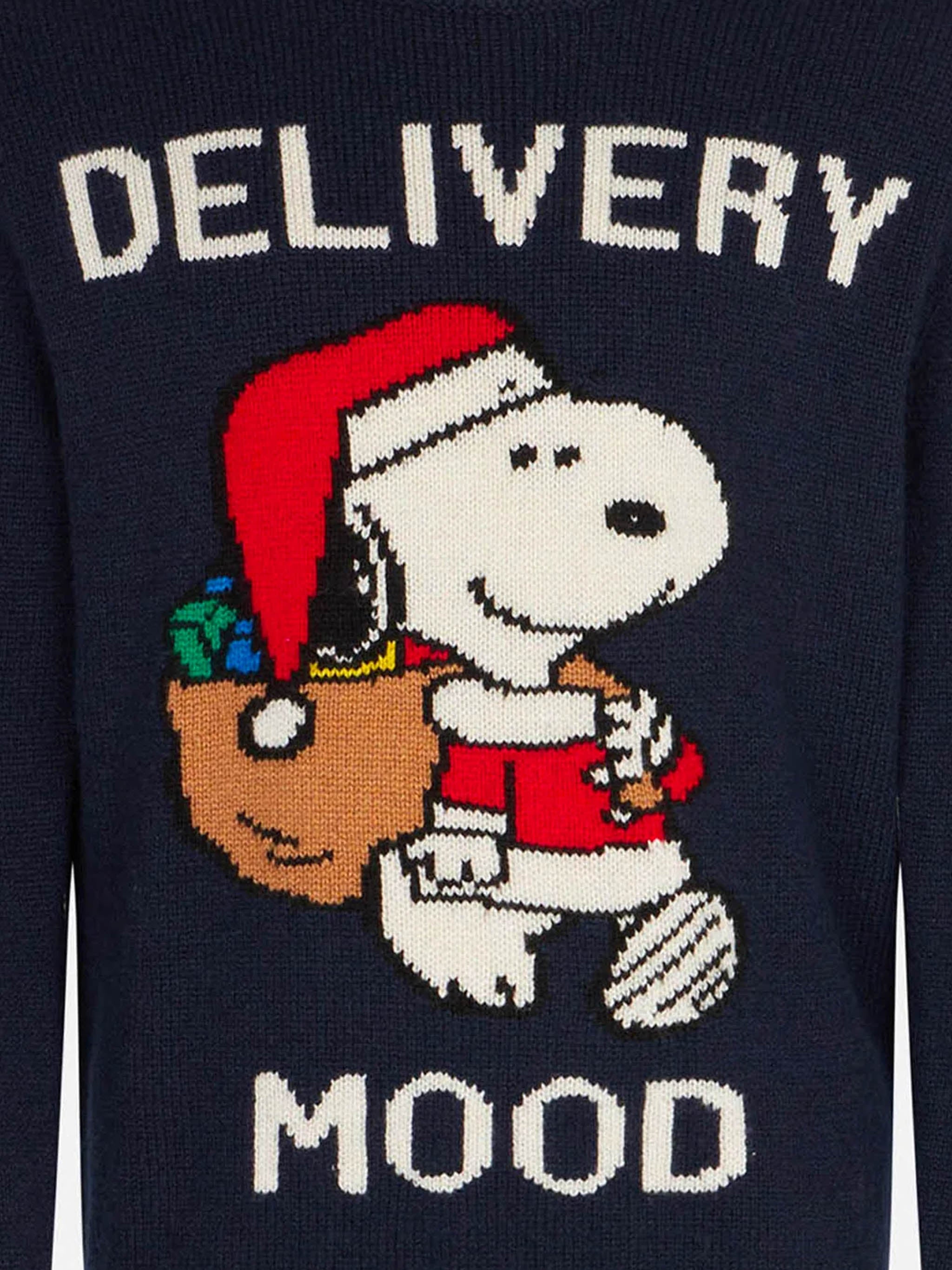 Boy Crewneck Sweater With Christmas Snoopy Print | Peanuts™ Special Edition Blue