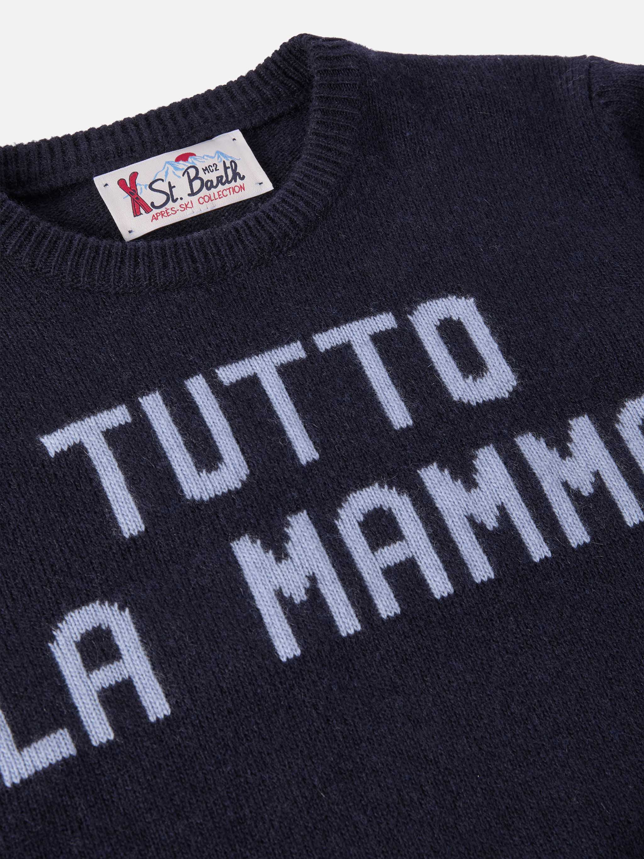 Navy Blue Sweater Douglas With Tutto La Mamma Jacquard