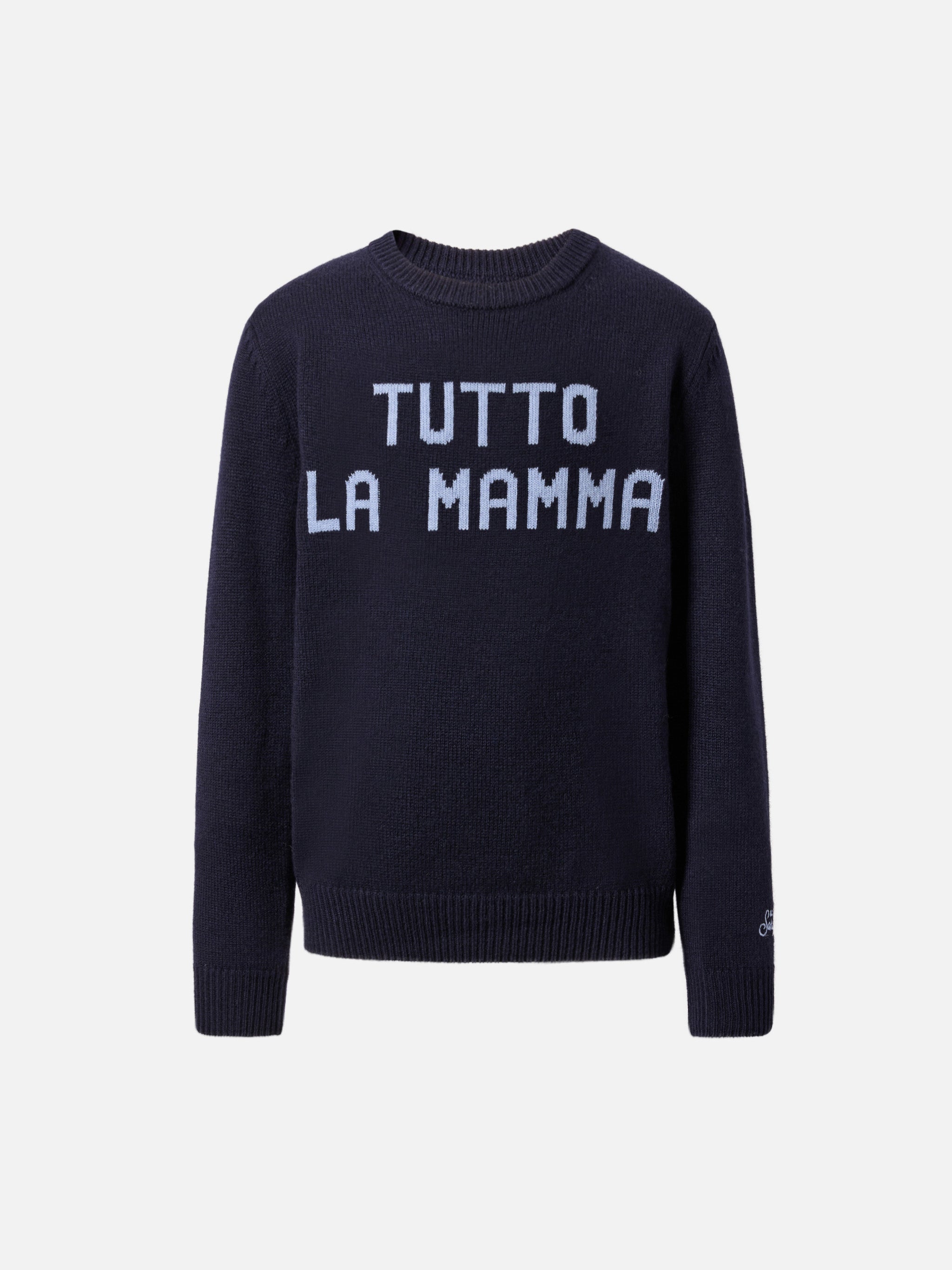 Navy Blue Sweater Douglas With Tutto La Mamma Jacquard