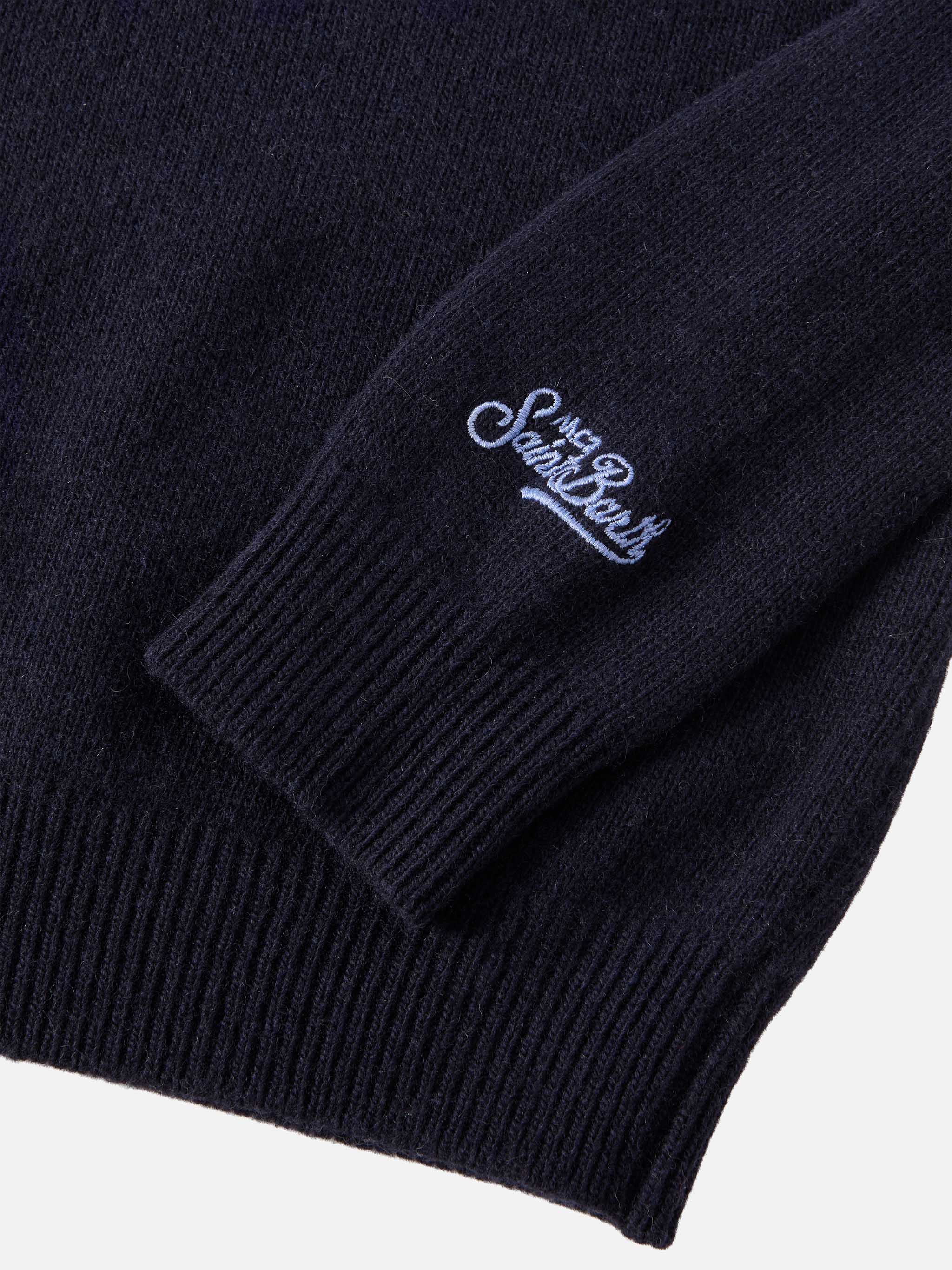 Navy Blue Sweater Douglas With Tutto La Mamma Jacquard