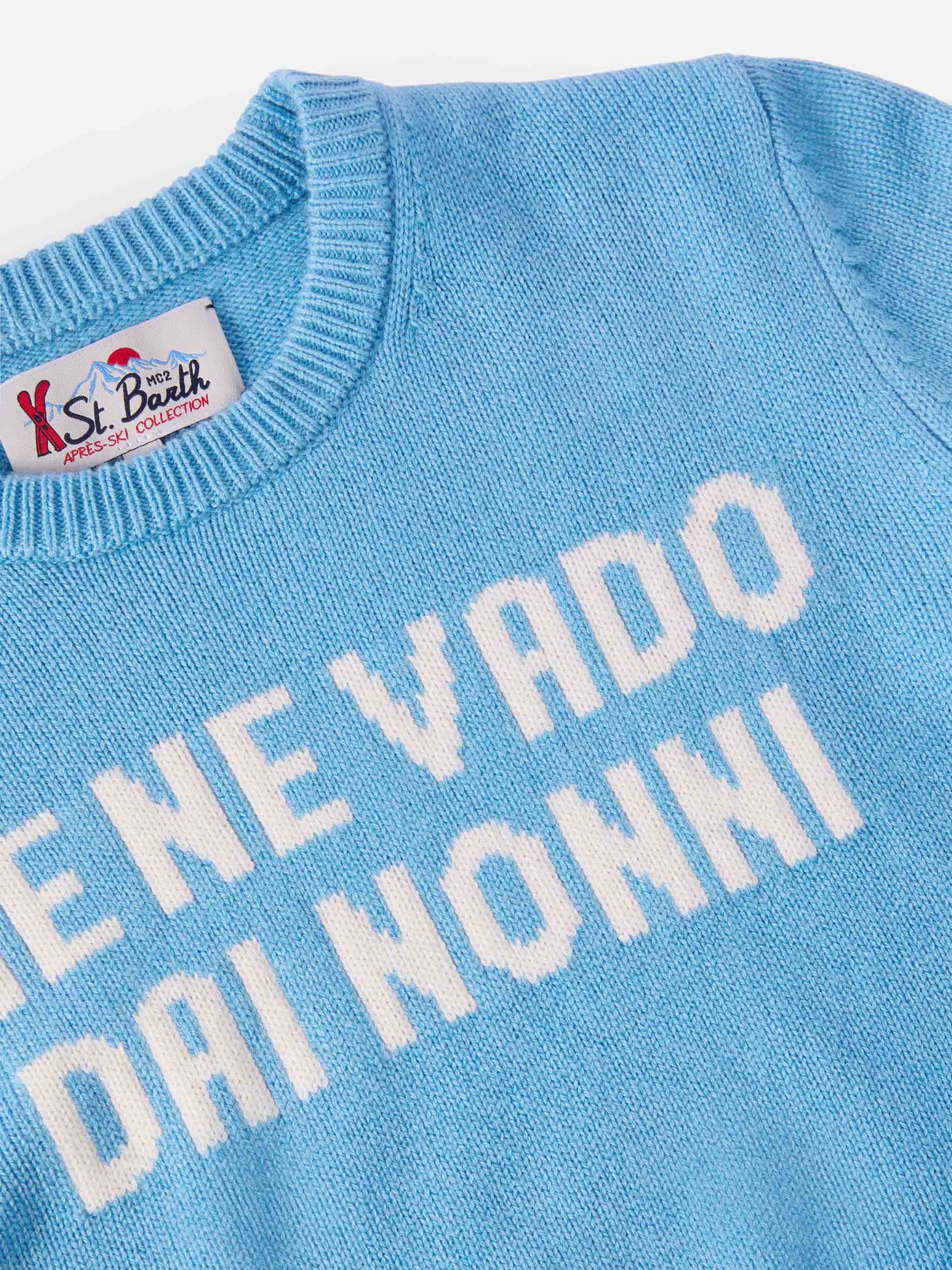 Crewneck Douglas Cashmere Blend With Me Ne Vado Dai Nonni Jacquard Blue